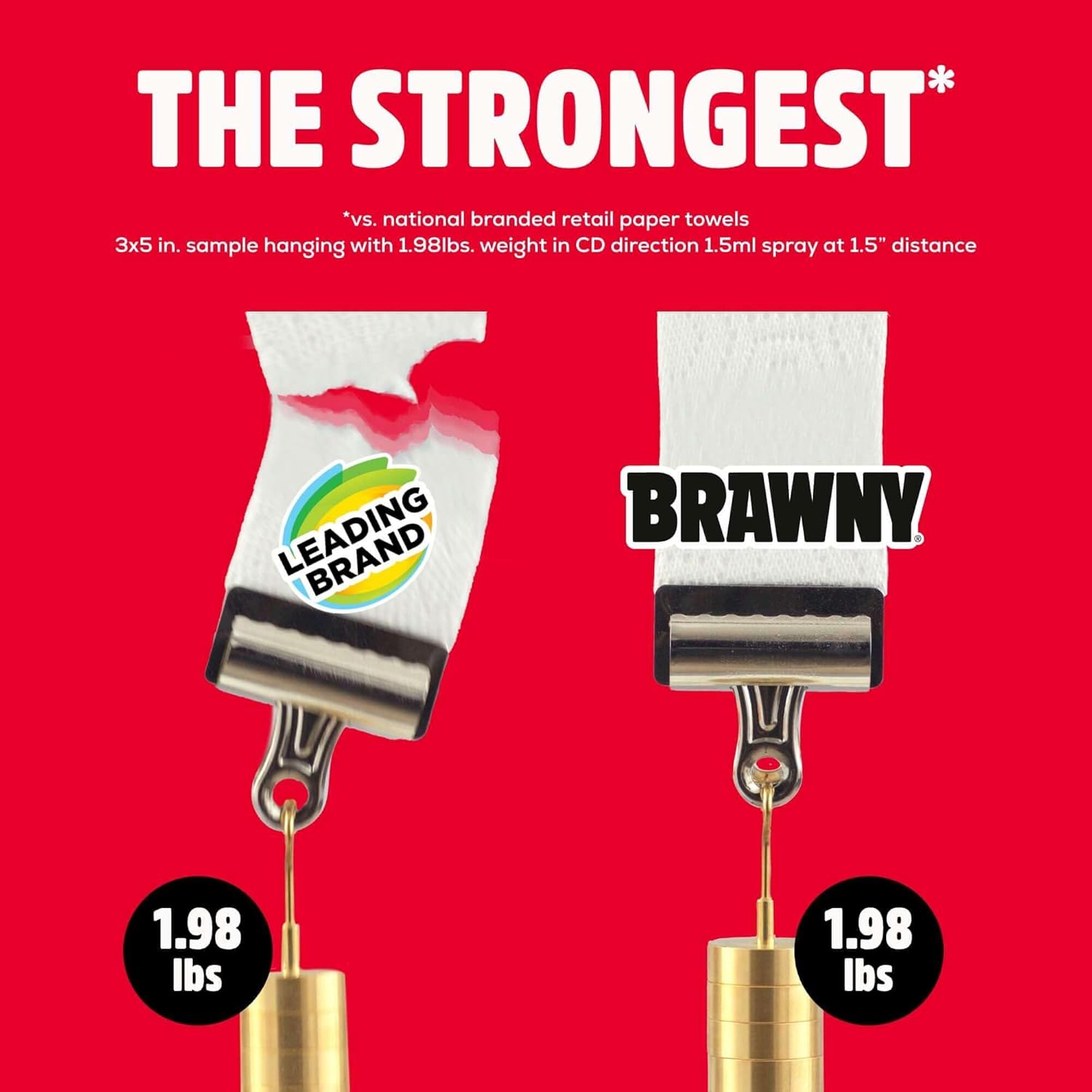 Brawny Tear-A-Square 3-Ply Paper Towels, 12 Double Rolls = 24 Regular Rolls, Strong, Absorbent, and Durable with 3 Sheet Sizes - Image 4