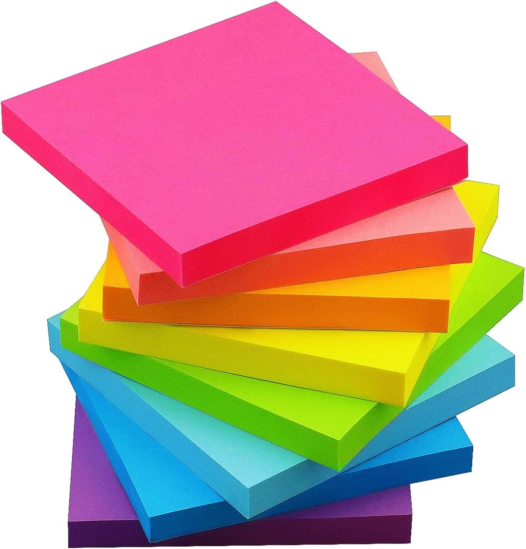 (16 Pads) 8 Pads 3x3 Sticky Notes and 8 Pads 1.5x2 Sticky Notes 8 Bright Multi Colors Self-Stick Notes 90 Sheet/Pad - Image 4