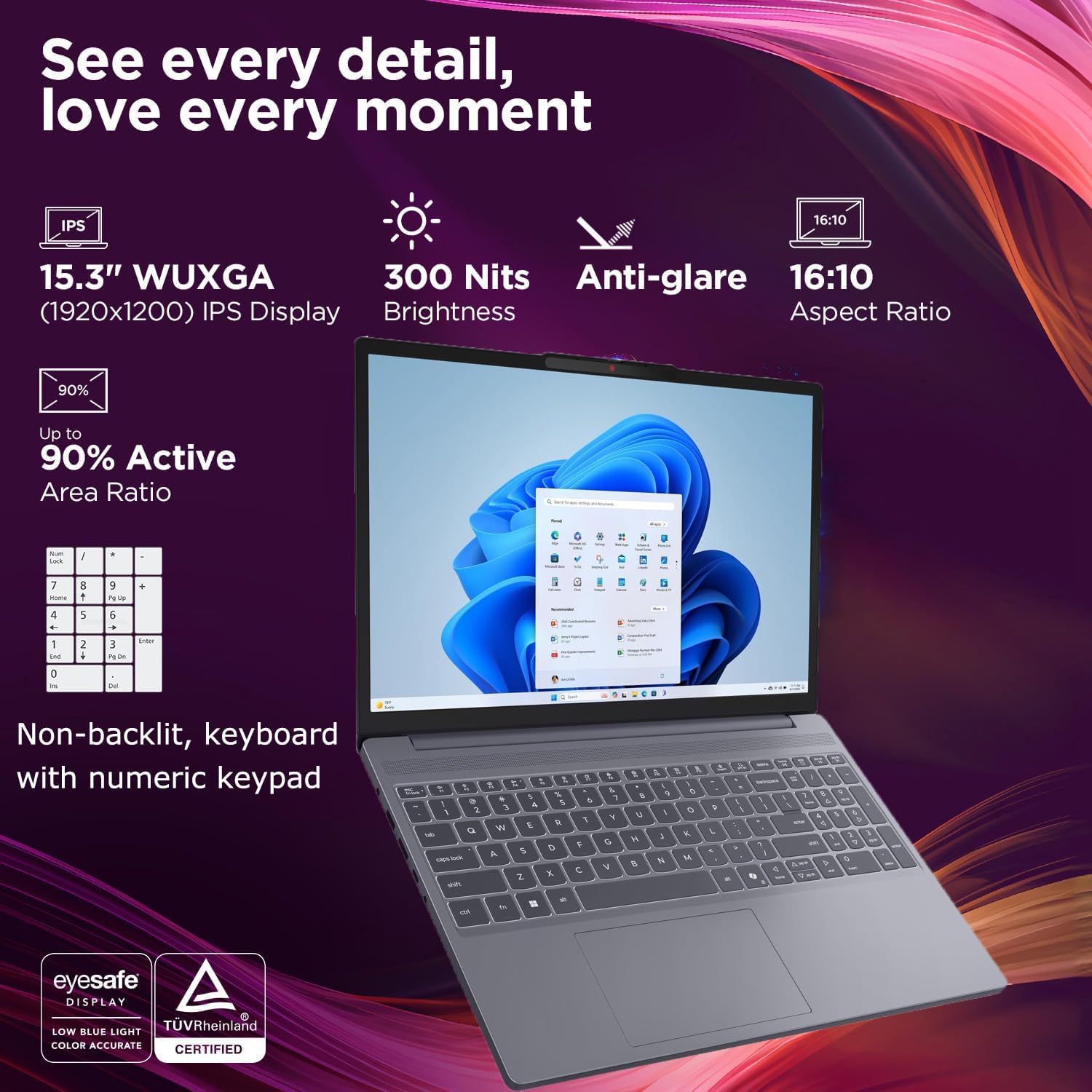 Lenovo 15" Gaming Laptop Computer, AMD Ryzen 5 7535HS 6-Core, 8GB DDR5 RAM, 256GB PCIe SSD, FHD+ Display, WiFi 6, Bluetooth 5.3, Webcam, Luna Grey, Windows 11 Home - Image 4