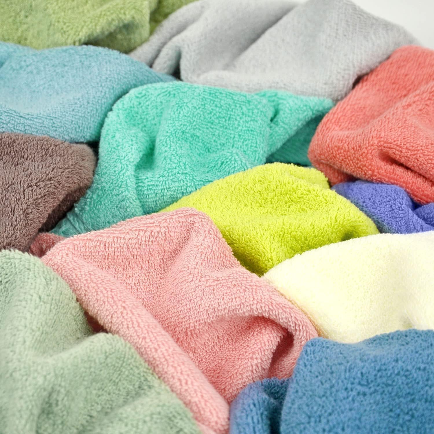 Cleanbear 100% Cotton Washcloths 12 Pack Bath Wash Cloths Facecloths, 13 by 13 Inches Large Bathroom Washcloth Set 12 Assorted Colors (Multi, 12) - Image 6