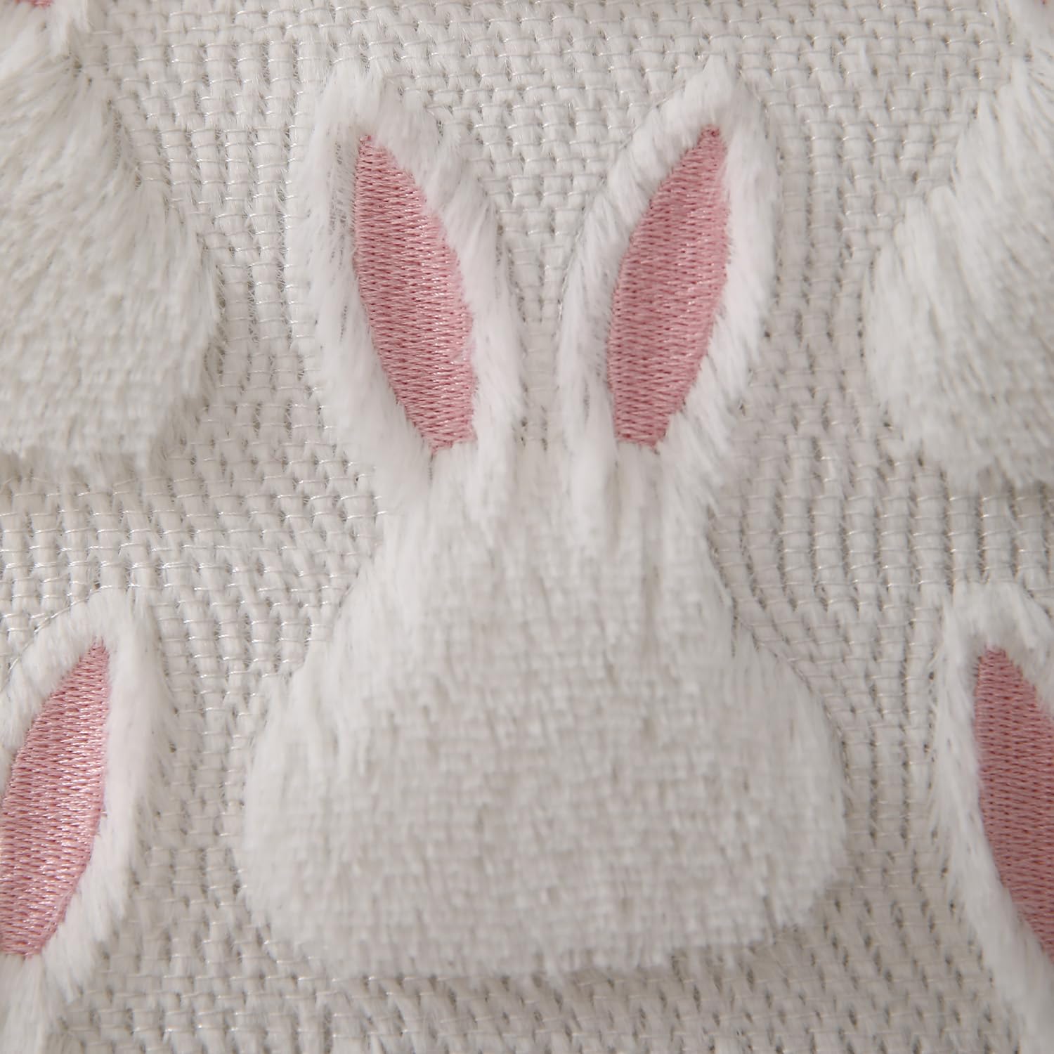 DFXSZ Easter Pillow Covers 18x18 inch Set of 2 Easter Decorations Pink Ears White Rabbit Soft Plush Faux Fur Jacquard Throw Pillows for Bedroom Sofa Holiday Festivals Home Decor FHJ-07D18 - Image 5