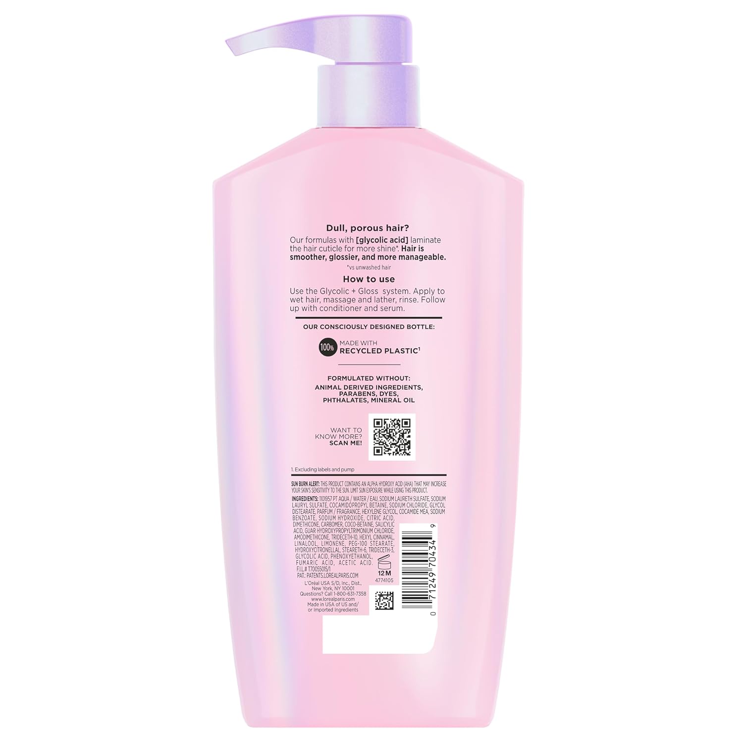 L'Oreal Paris Elvive Glycolic + Gloss Shine Boosting Shampoo, Cleanses and Smooths Dull, Porous Hair Into High-Shine, Glossy Hair, 28 Fl Oz - Image 9