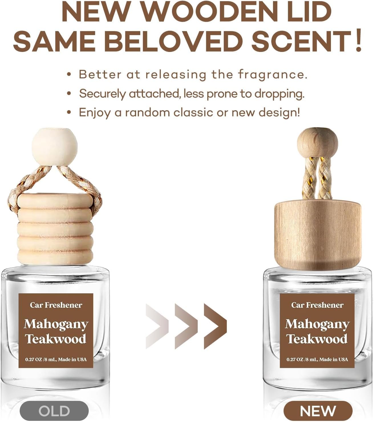 C Classy Car Air Freshener Hanging 2 Pack, Mahogany Teakwood Essential Oil Diffuser, Cute Glass Bottle, Long-Lasting Fragrance Car Accessories for Women & Men, Made in USA - Image 2