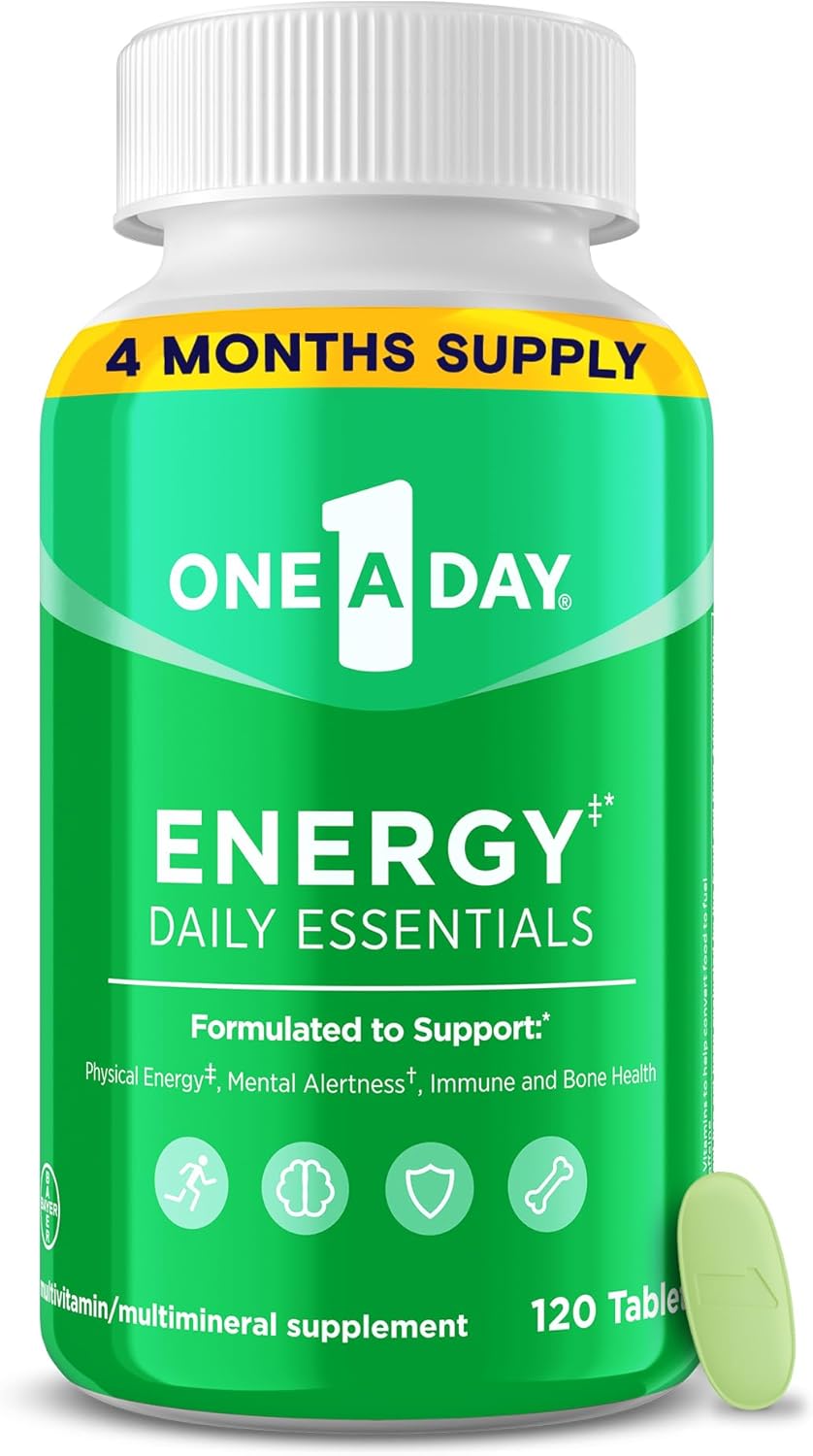 One A Day Energy Daily Essentials Multivitamin, Energy Supplement to Support Mental Alertness and Immune Health with Vitamins A C, D, E, Zinc and Caffeine, 120 Count - Image 2