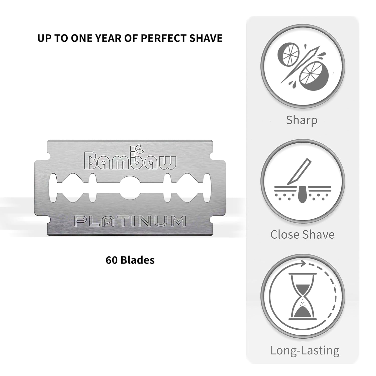 Bambaw Safety Razor Blades for Men & Women, 60 Pack, Double Edge Razor Blades Refills, Platinum Swedish Stainless Steel, Sharp & Long-Lasting Edge Retention, Up to 14 Months Supply - Image 6