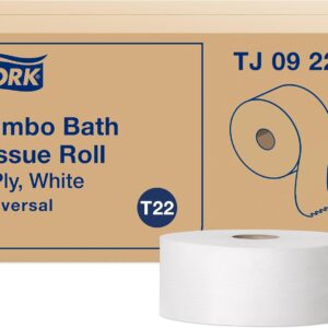 Tork Jumbo Toilet Paper Roll White T22, Universal, 2-ply, 12 x 1000′, TJ0922A