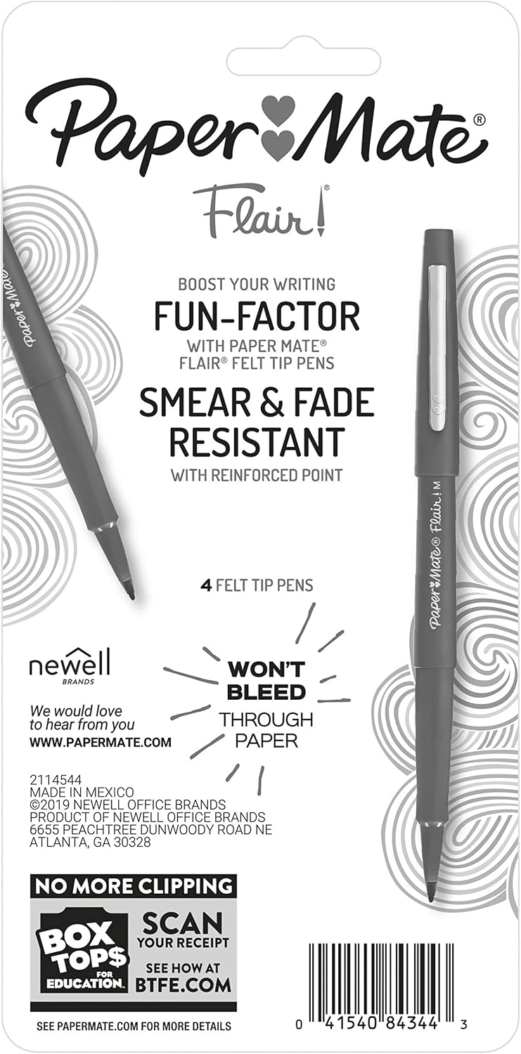Paper Mate Flair Felt Tip Pens, Medium Point (0.7mm), Black, 4 Count - Image 12