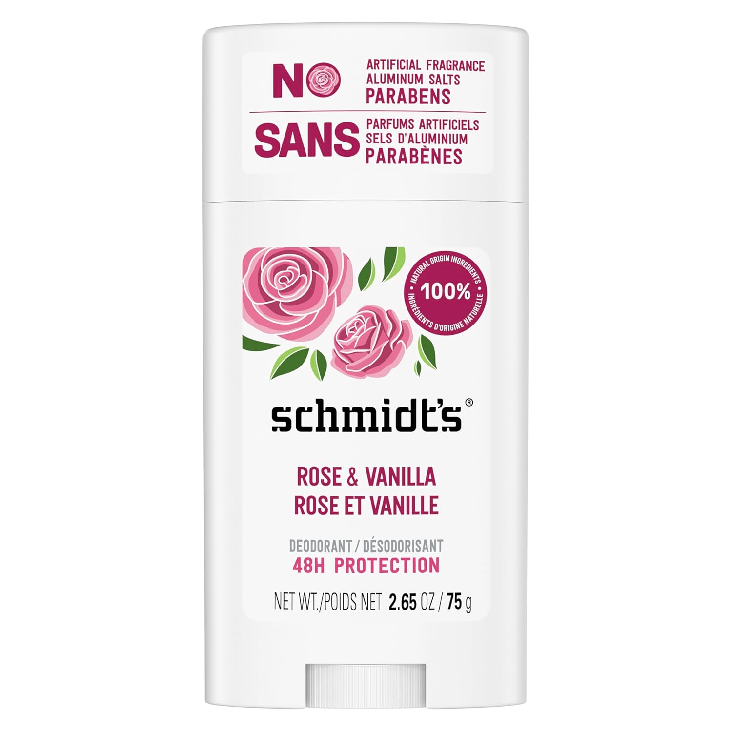 Schmidt's Aluminum-Free Vegan Deodorant Rose & Vanilla with 24 Hour Odor Protection for Women and Men, Natural Ingredients, Cruelty-Free, 2.65 oz - Image 2