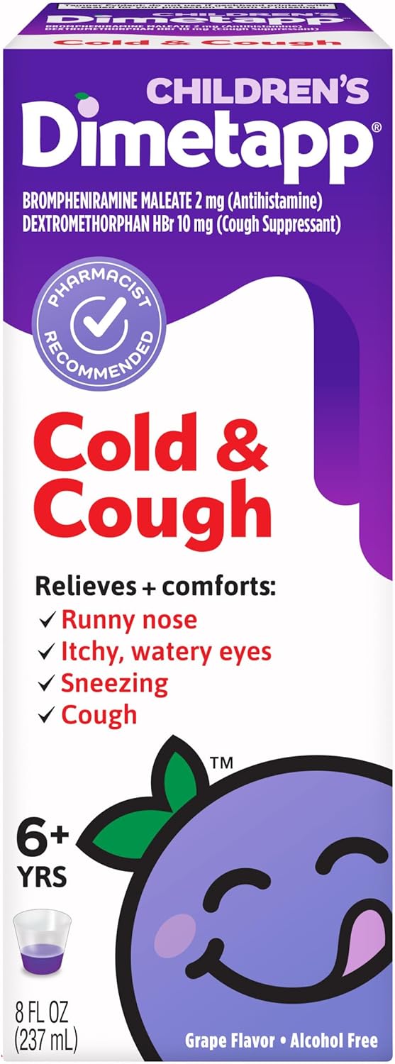 Children’s Dimetapp Cold & Cough Medicine, Cough Suppressant Antihistamine, Runny Nose, Sneezing, Itchy, Watery Eyes, Grape Flavor, Alcohol & Phenylephrine-Free 8 Fl Oz - Image 2