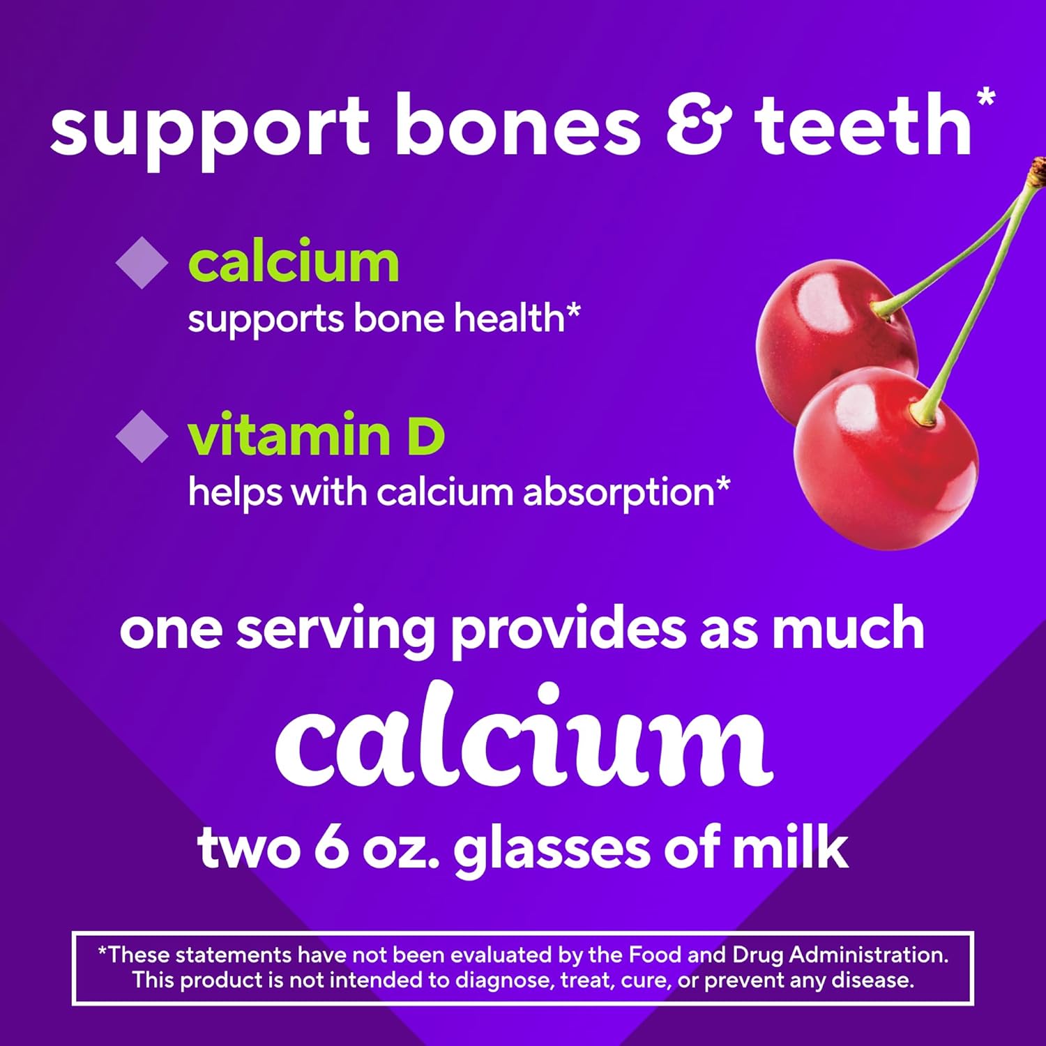 vitafusion Chewable Calcium Gummy Vitamins for Bone and Teeth Support, Calcium Gummies, Fruit and Cream Flavor, 100 Count, 50 Day Supply - Image 6