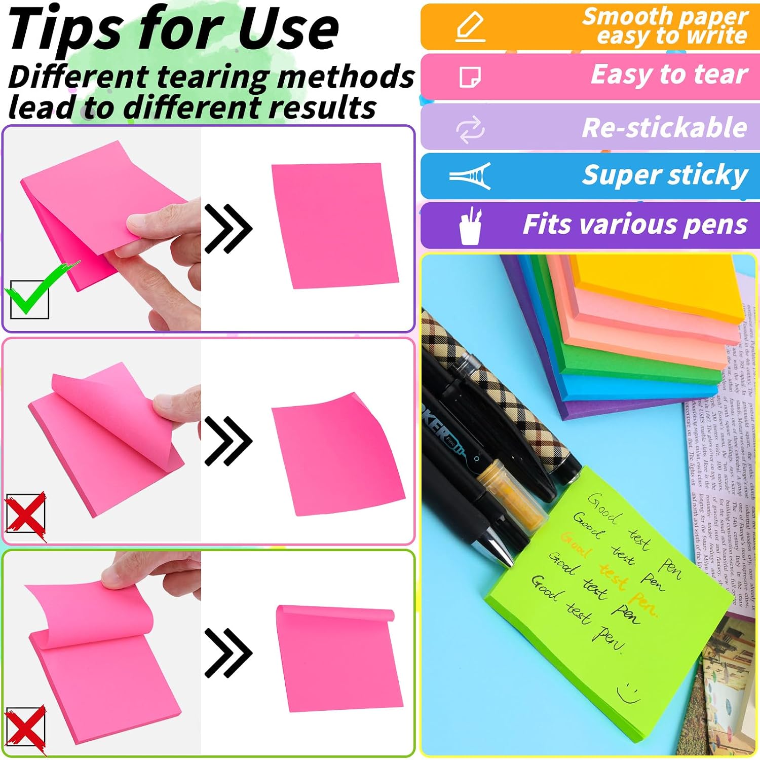 100 Pack Sticky Notes 3x3 Inch Colorful Self Stick Note Pads | 20 Colors, 50 Sheets Each, Self Stick Paper, Color Coding, Office Supplies, School, Home, Meetings, Reminders - Image 4