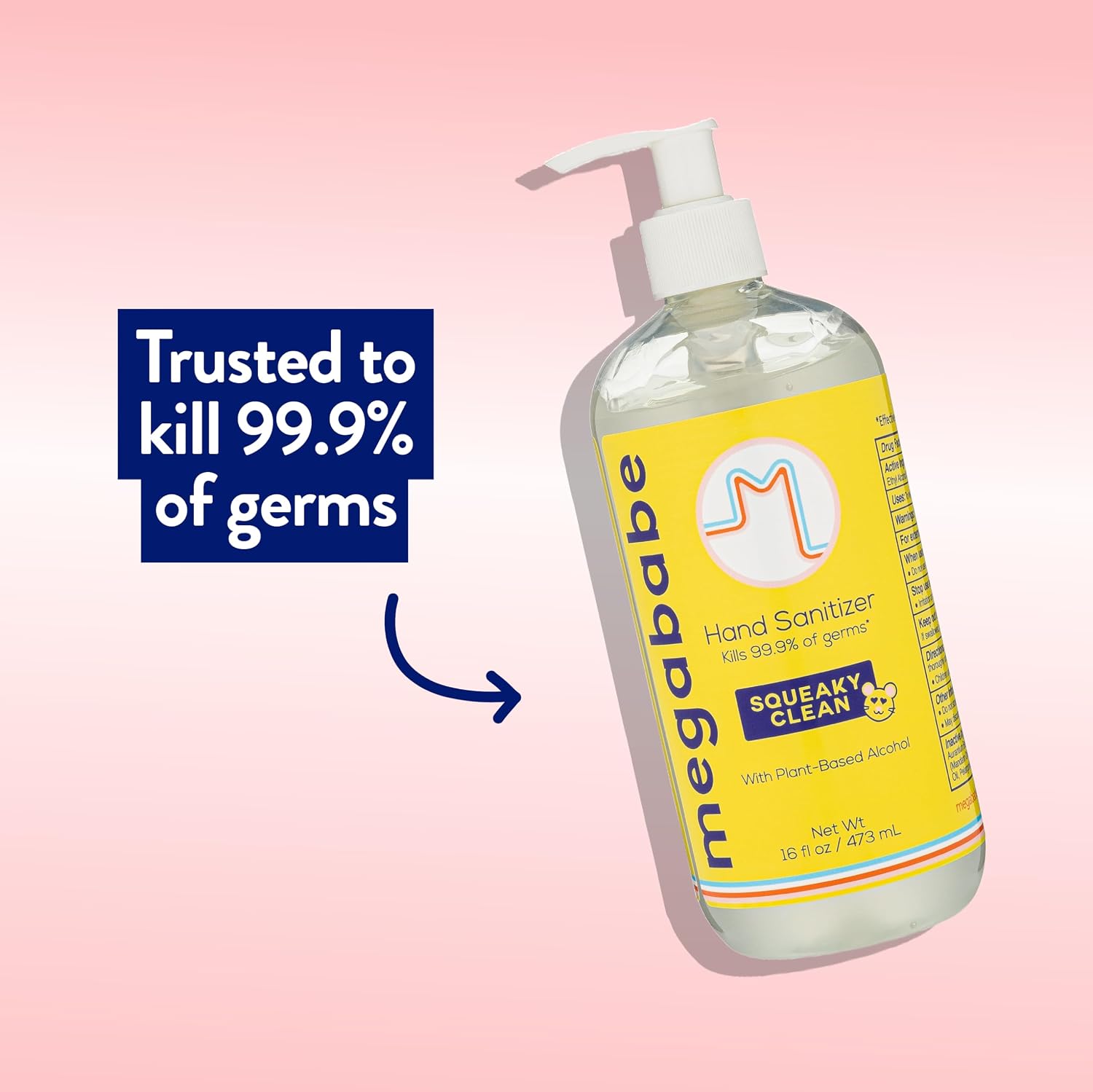 Megababe Squeaky Clean Hand Sanitizer Pump 16oz - Image 6