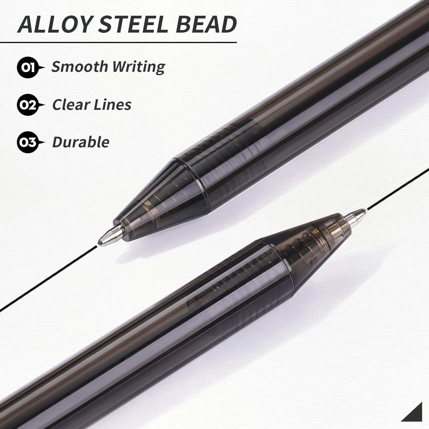 Black Pens Bulk, 60 Pack Retractable Ballpoint Pens Black Ink | Smooth Writing 1.0mm Clear Lines No-Smear, Click Pens for Teachers, Students, Servers, School & Office Supplies - Image 4