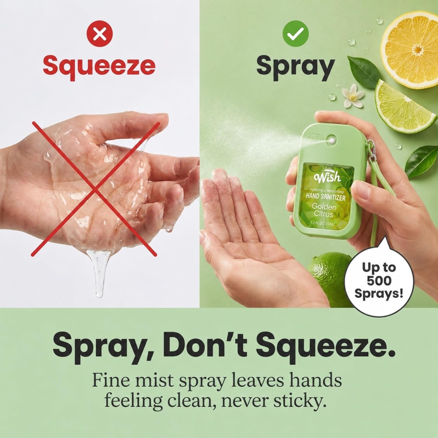 Wish Hand Sanitizer Spray Travel Size - Power Mist Hydrating Hand Sanitizer with Keychain and Case - Cute Portable Pocket Spray for Purse Women Girls Trips Bloom Collection - Image 5