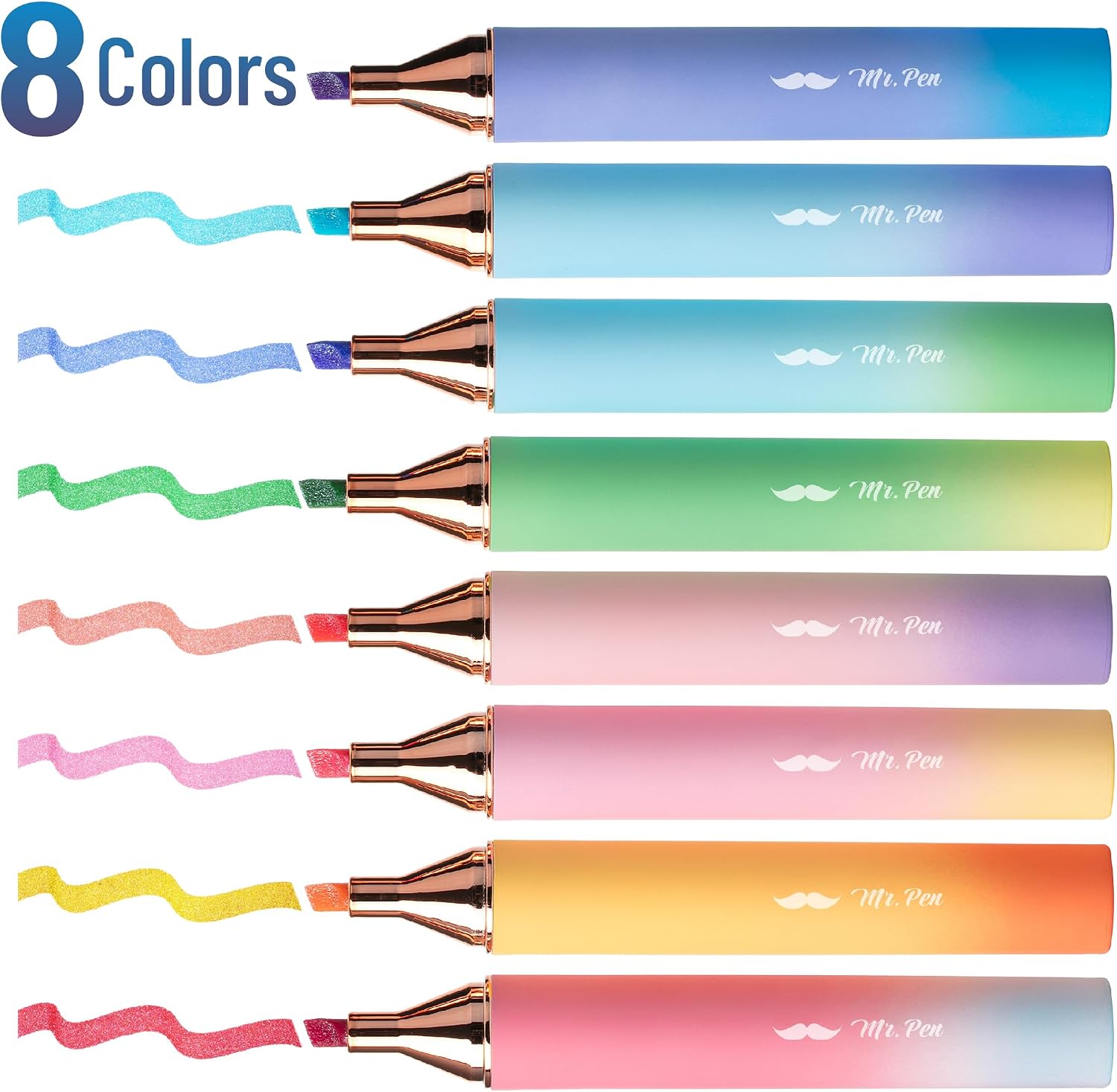 Mr. Pen- Glitter Highlighters, 8 Pack, Sunshine Colors - Image 3