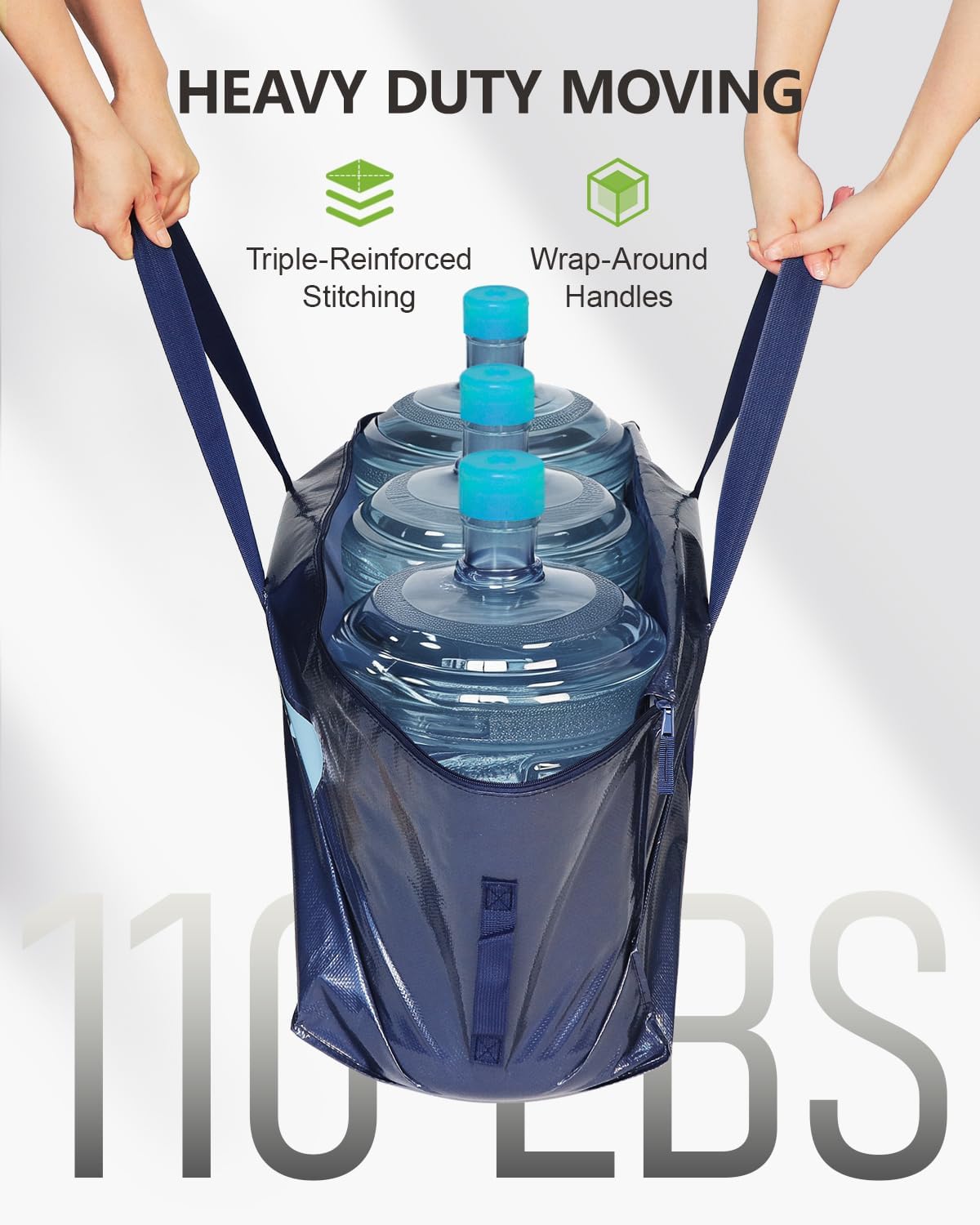 Heavy Duty Moving Bags Extra Large, Premium Storage Bags with Durable Zippers, Reinforced Handles, Moving Supplies for Clothes, Bedding, College Dorm Essentials, 8 Pack Blue - Image 2