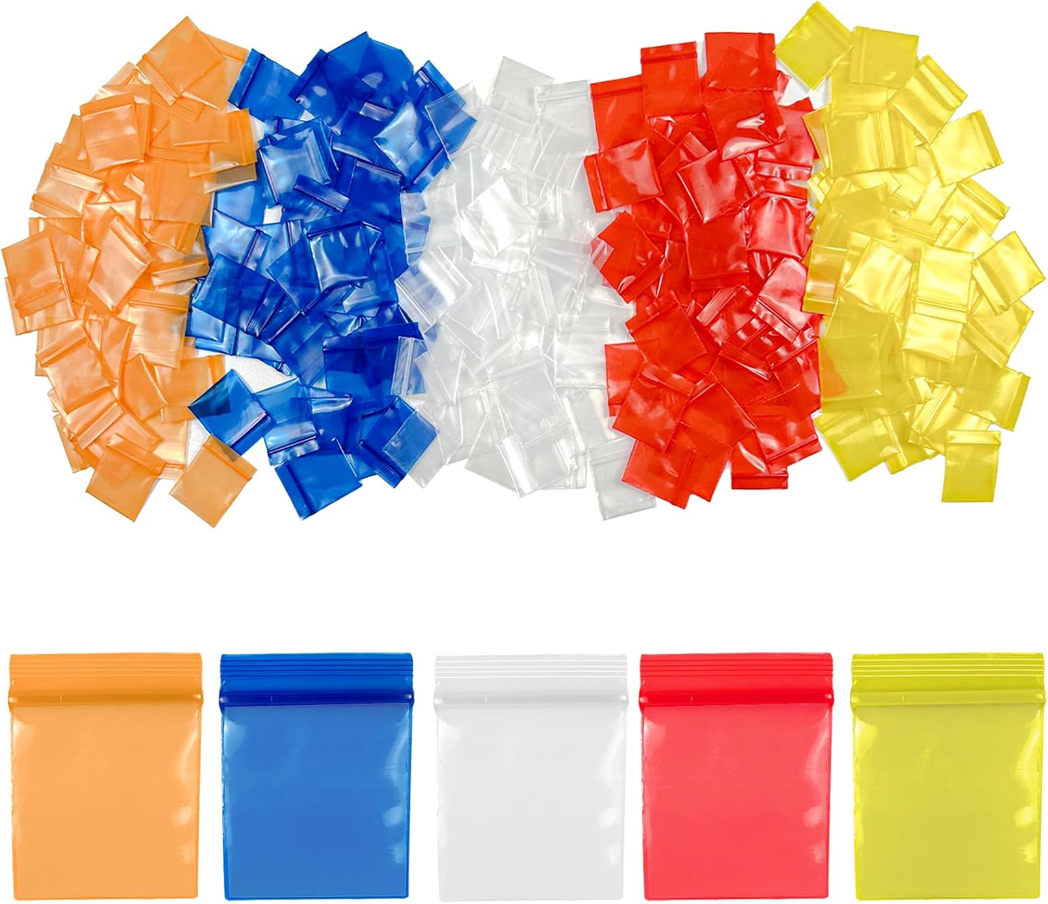 250pcs 1"x1" 4 Mil Mini Plastic Pouches Colored Clear Thick Poly Baggies All Purpose Resealable Storage Bags with Zip Top Lock for Jewelry Candy Beads Bolts Pills Powders - Image 2