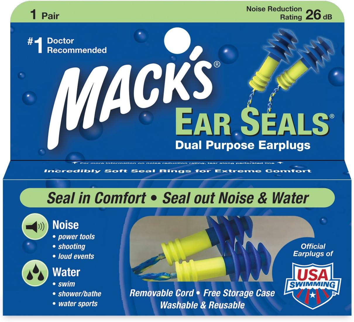 Mack's Ear Seals Dual Purpose Earplugs 1 Pair (Pack of 3) - Image 2