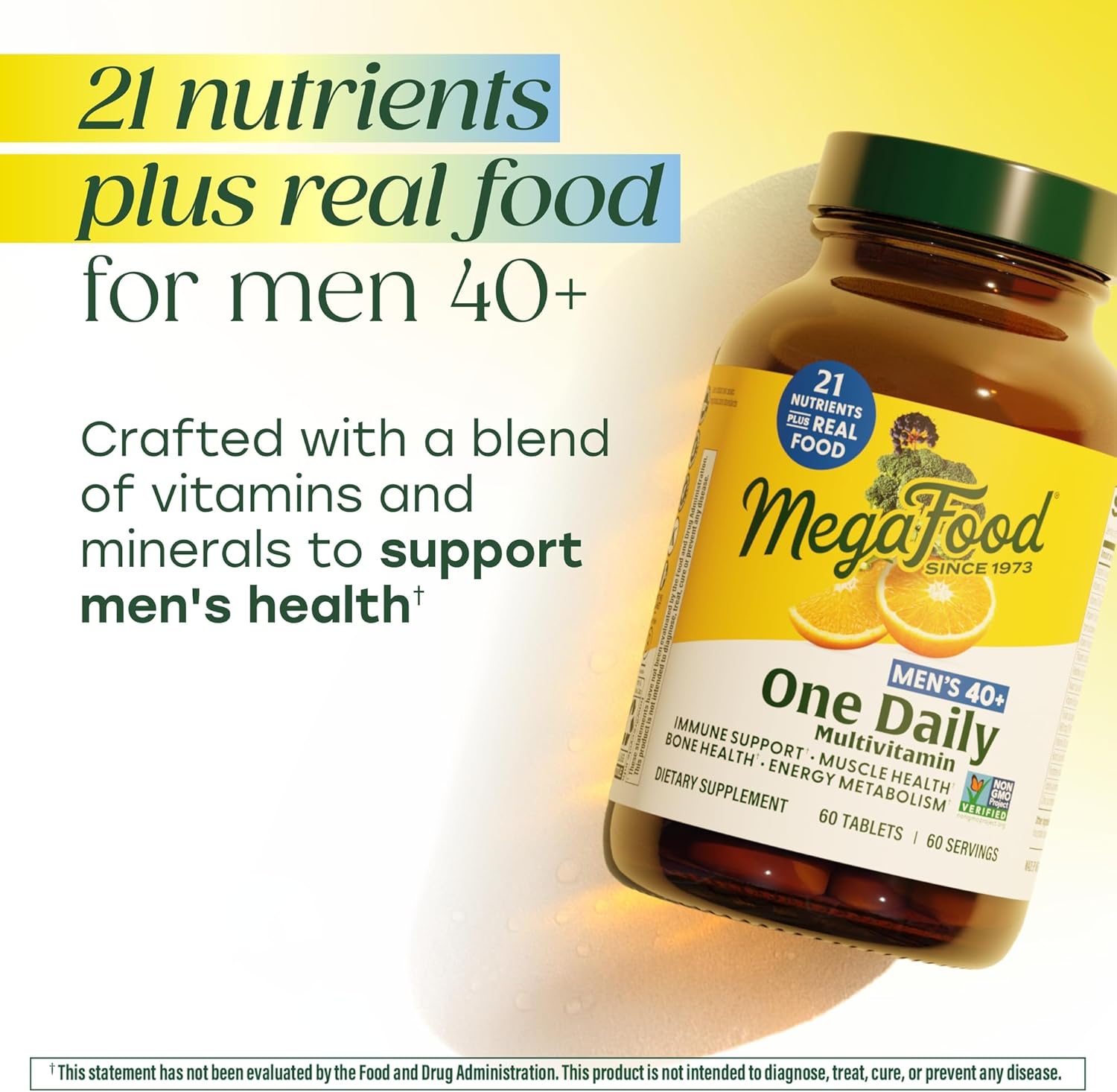 MegaFood Multivitamin for Men 40+ One Daily Mens Multivitamins - Methylated B12, Vitamin D3, B6, C & Zinc, Muscle & Bone Health, Energy Metabolism, Immune Support Supplement, Vegetarian, 90 Tablets - Image 6