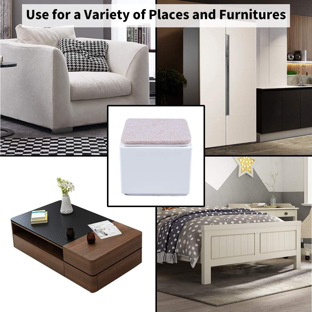 Ezprotekt 2 Inch Bed and Furniture Risers, Heavy Square Chair Sofa Couch Tables Risers, Width 2.4"-Adds 2" Height, Supports 20,000 lbs, Solid Steel Won't Crack & Scratch Floors (White, 4 Pack) - Image 7