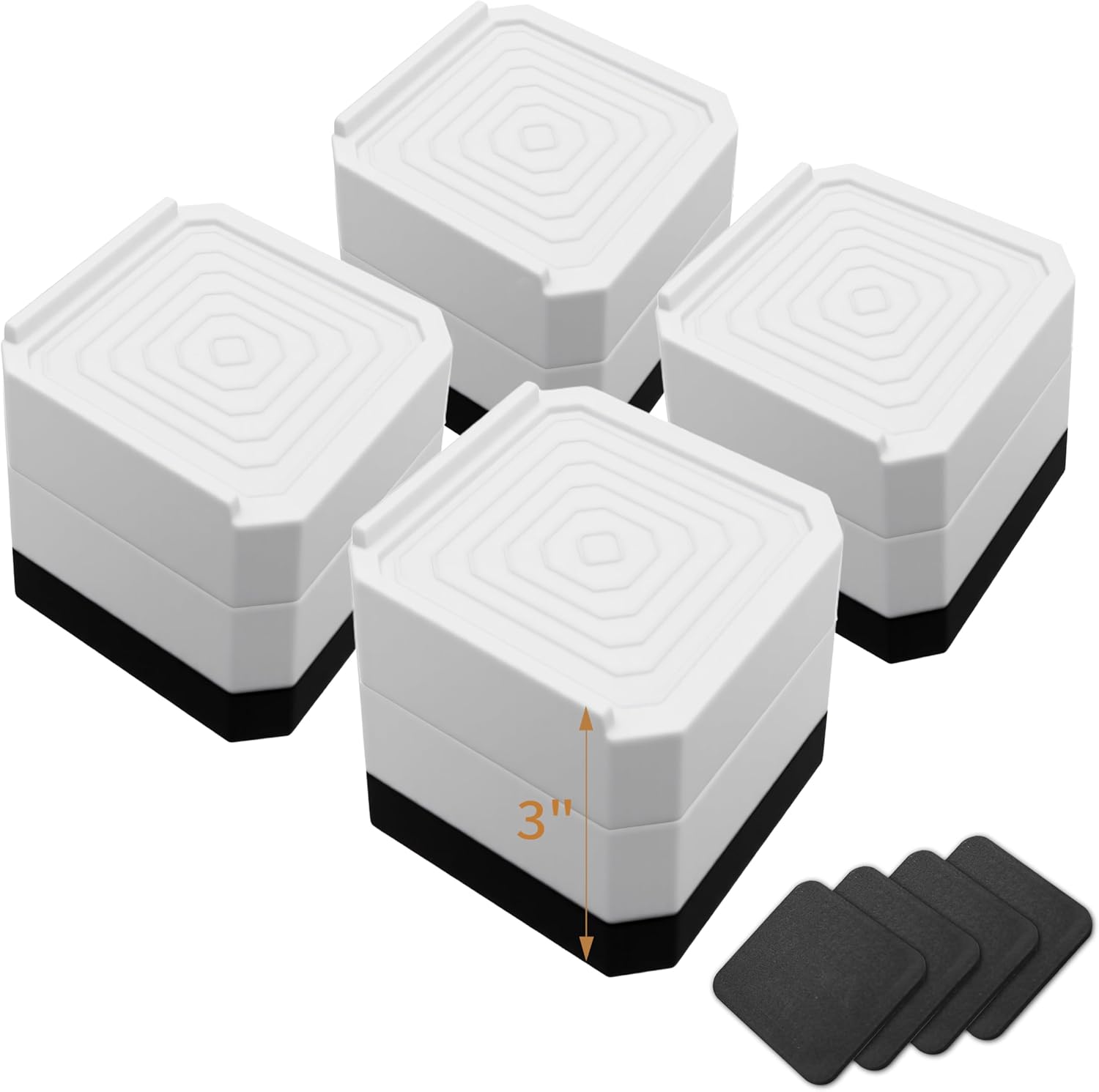4 Pack Bed Risers Heavy Duty, Adjustable Furniture Risers for Bed Couch Sofa Desk Chair Blocks, Lift Height 1.5", 3" or 4.3" (White, Two Layers 3 Inches) - Image 2