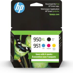 HP 950XL Black + 951 Cyan, Magenta, Yellow Ink (Black XL + CMY) | Works with HP OfficeJet 8600 | HP OfficeJet Pro 251dw, 276dw, 8100, 8610, 8615, 8620, 8625, 8630 | C2P01FN