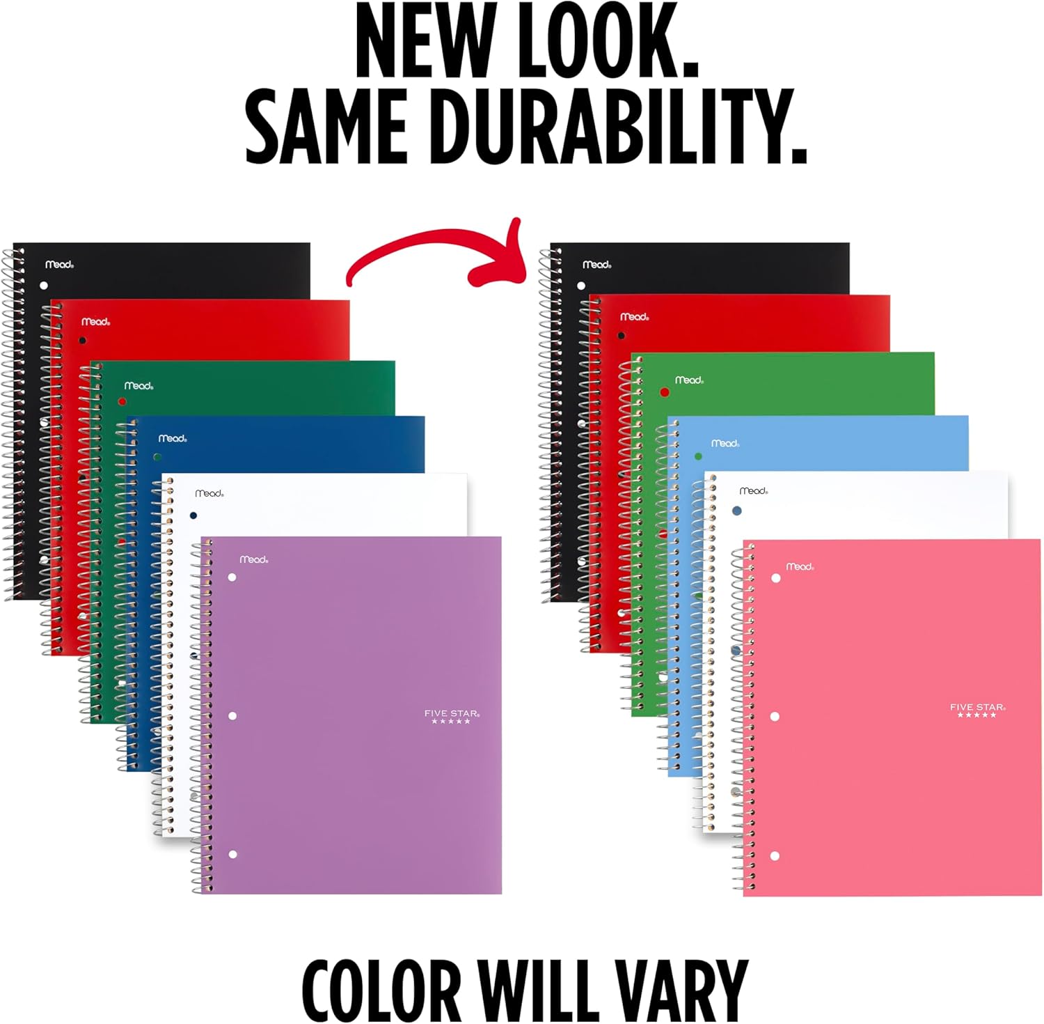 Five Star Spiral Notebook + Study App, 1 Subject, College Ruled Paper, 8.5" x 11", 100 Sheets, Assorted Colors, 6 Pack (820097) - Image 2