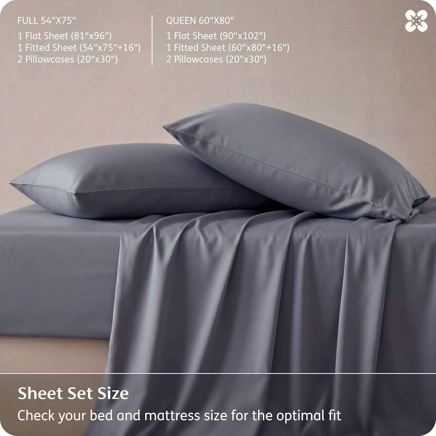Bedsure Queen Sheet Set, Cooling Sheets for Queen Size Bed Set, Rayon Derived from Bamboo, PureWoven, Breathable & Soft, Deep Pocket Up to 16", Hotel Luxury Silky Bedding for Hot Sleepers, Dark Grey - Image 7
