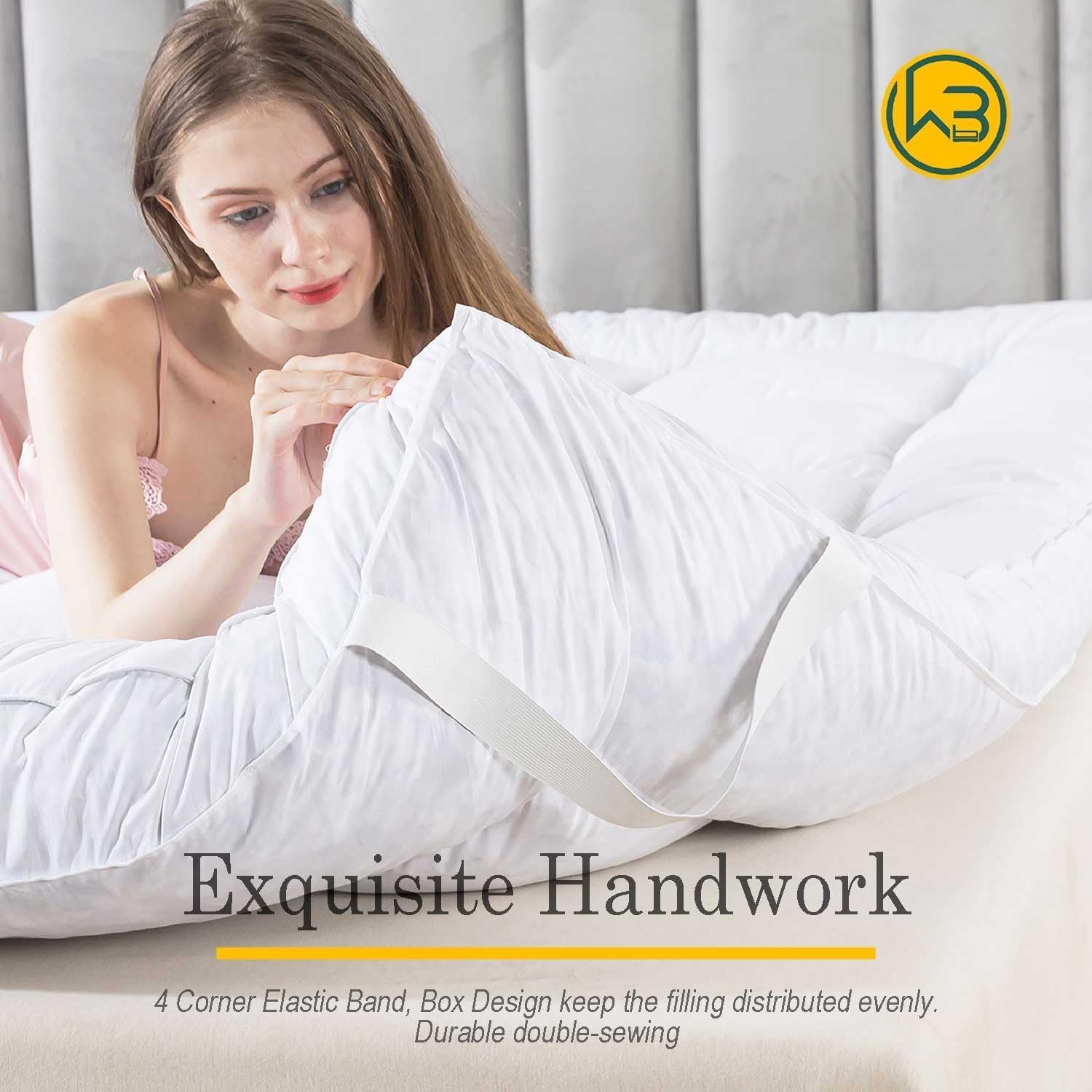 WhatsBedding 3 Inch Feather Bed Mattress Topper,Duck Feather Memory Foam Mattress Topper,Thickened Topper Layer,Twin - Image 5