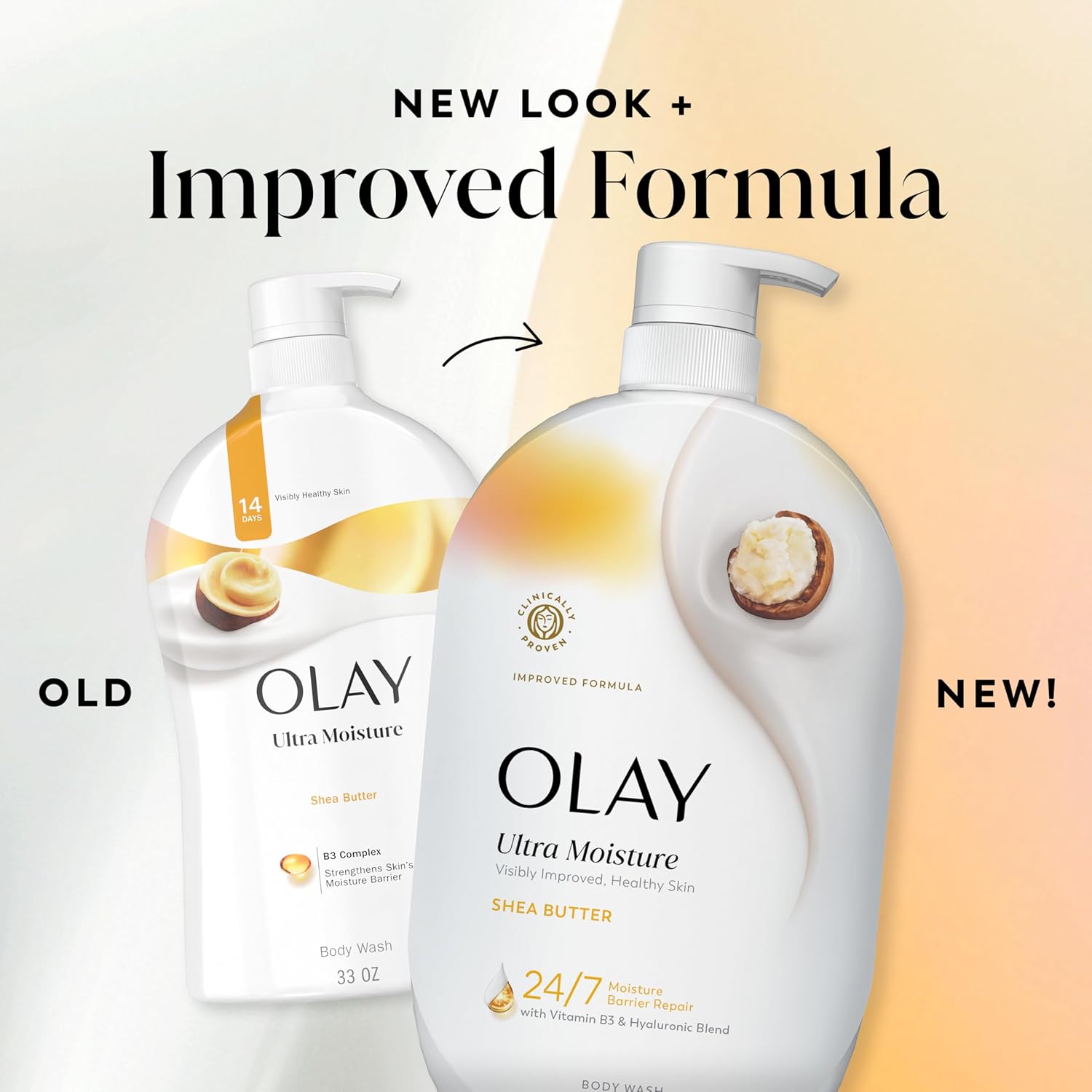 Olay Body Wash for Women, Ultra Moisture, 24/7 Moisture Barrier Repair, Hydrating Formula for Visibly Healthy Soft Skin, Vitamin B3 & Hyaluronic Blend, For All Skin Types, Shea Butter Scent, 35 fl oz - Image 8