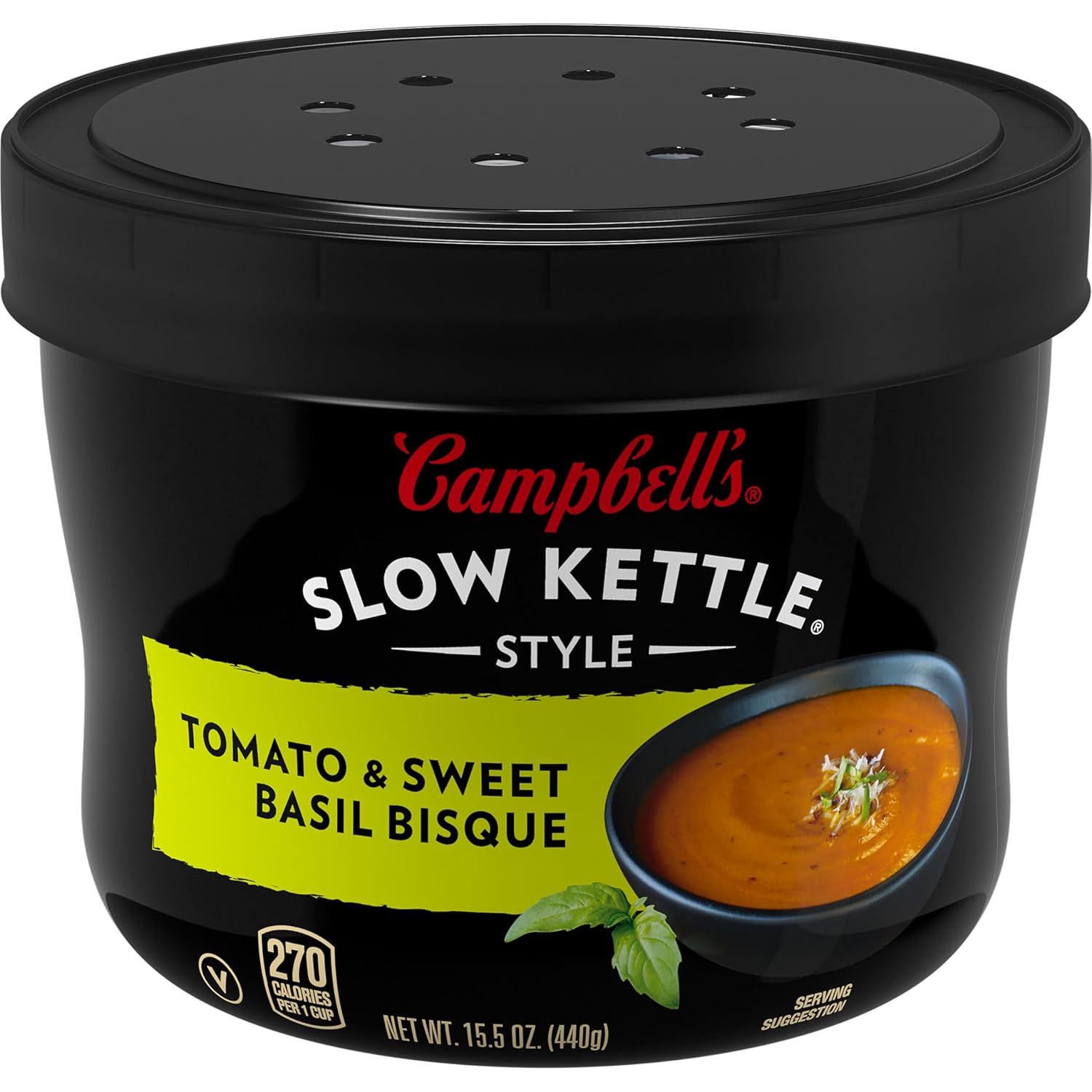 Campbell's Slow Kettle Style Tomato & Sweet Basil Bisque, 15.5 oz Microwavable Bowl - Image 2