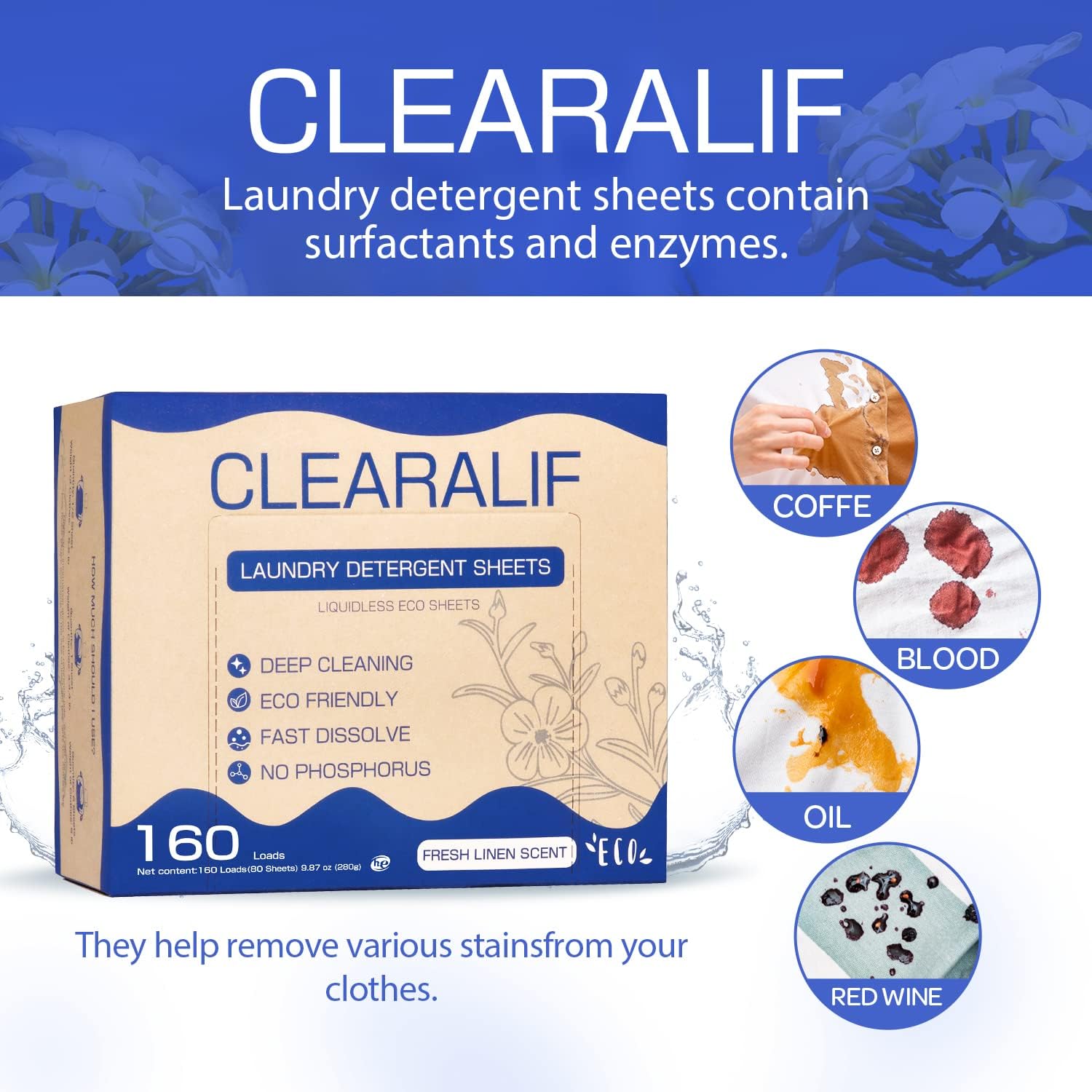 CLEARALIF Laundry Detergent Sheets Up to 160 Loads, Fresh Linen - Great For Travel,Apartments, Dorms,Laundry Detergent Strips Eco Friendly & Hypoallergenic - Image 3