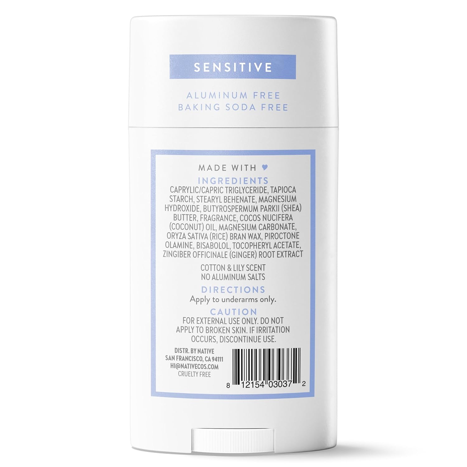 Native Sensitive Deodorant Contains Naturally Derived Ingredients, 72 Hour Odor Control | Deodorant for Women & Men, Aluminum Free with Baking Soda, Coconut Oil and Shea Butter, Cotton & Lily - Image 10