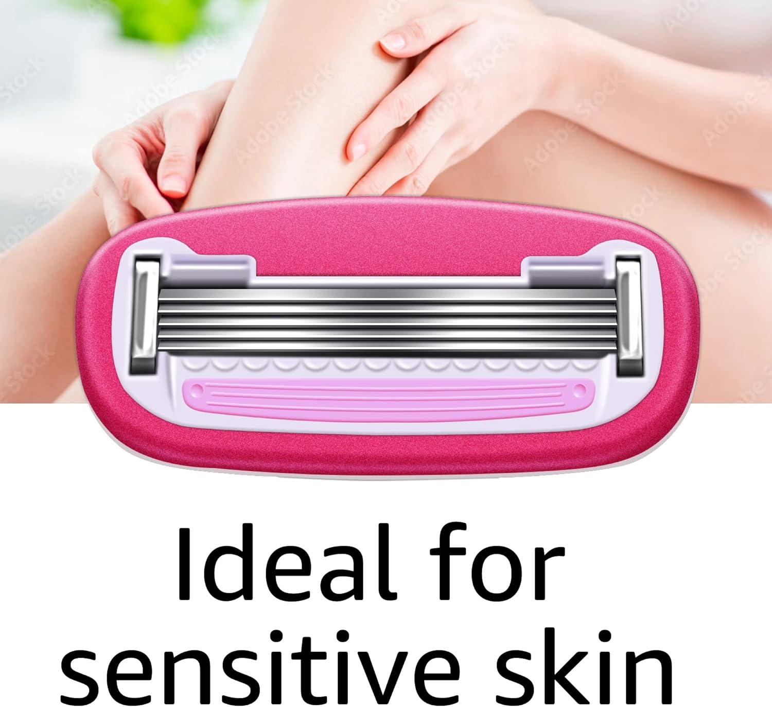 Amazon Basics Women's 5-Blade Razor for Smooth, Close Shave, FITS Amazon Basics Handle and Venus Handles, Ideal for Sensitive Skin, Includes 1 Handle, 12 Cartridges & 1 Shower Holder - Image 6