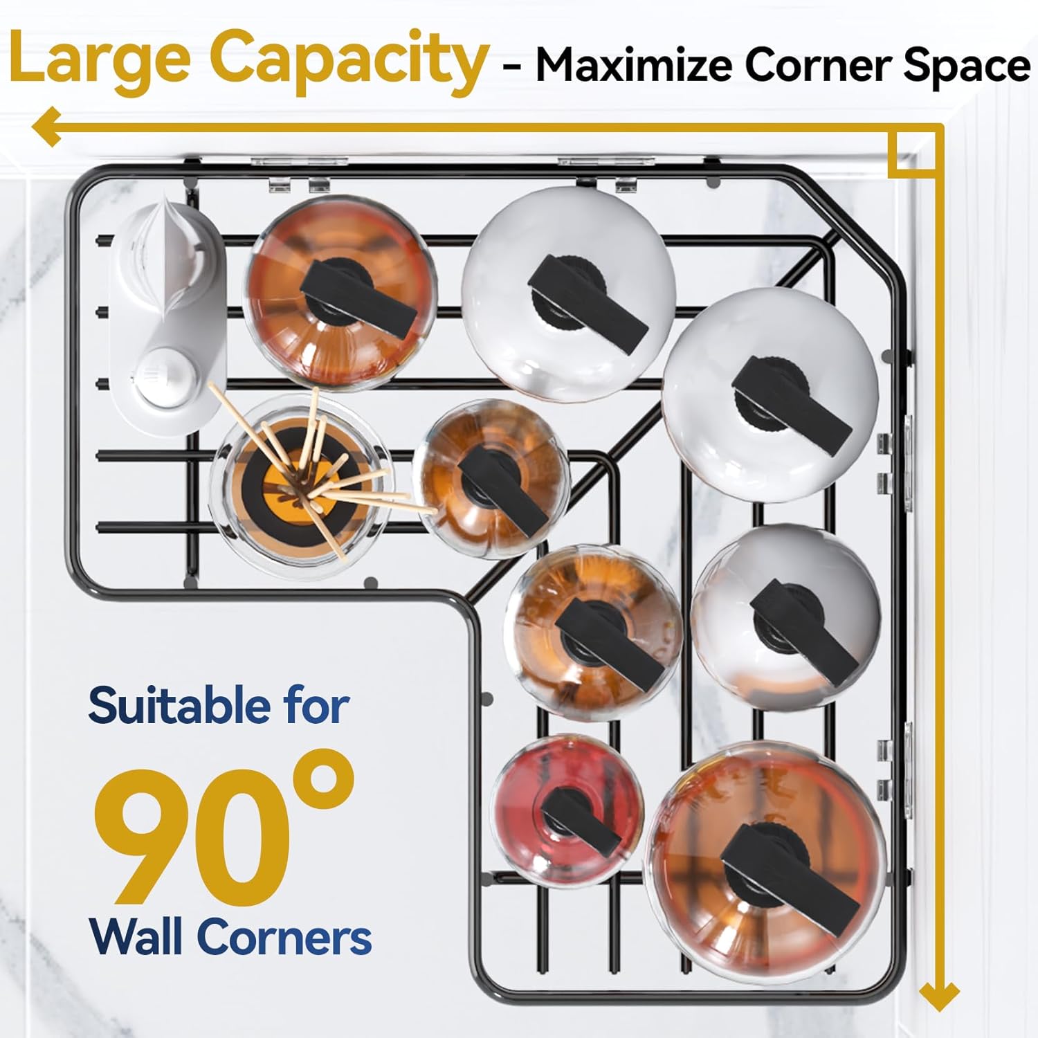 YASONIC Corner Shower Caddy Adhesive, 100% Rustproof Shower Organizer, No Drill Shower Shelf for Inside Shower, Wall-Mounted Shower Storage for Homes (2 Pack, Black) - Image 4
