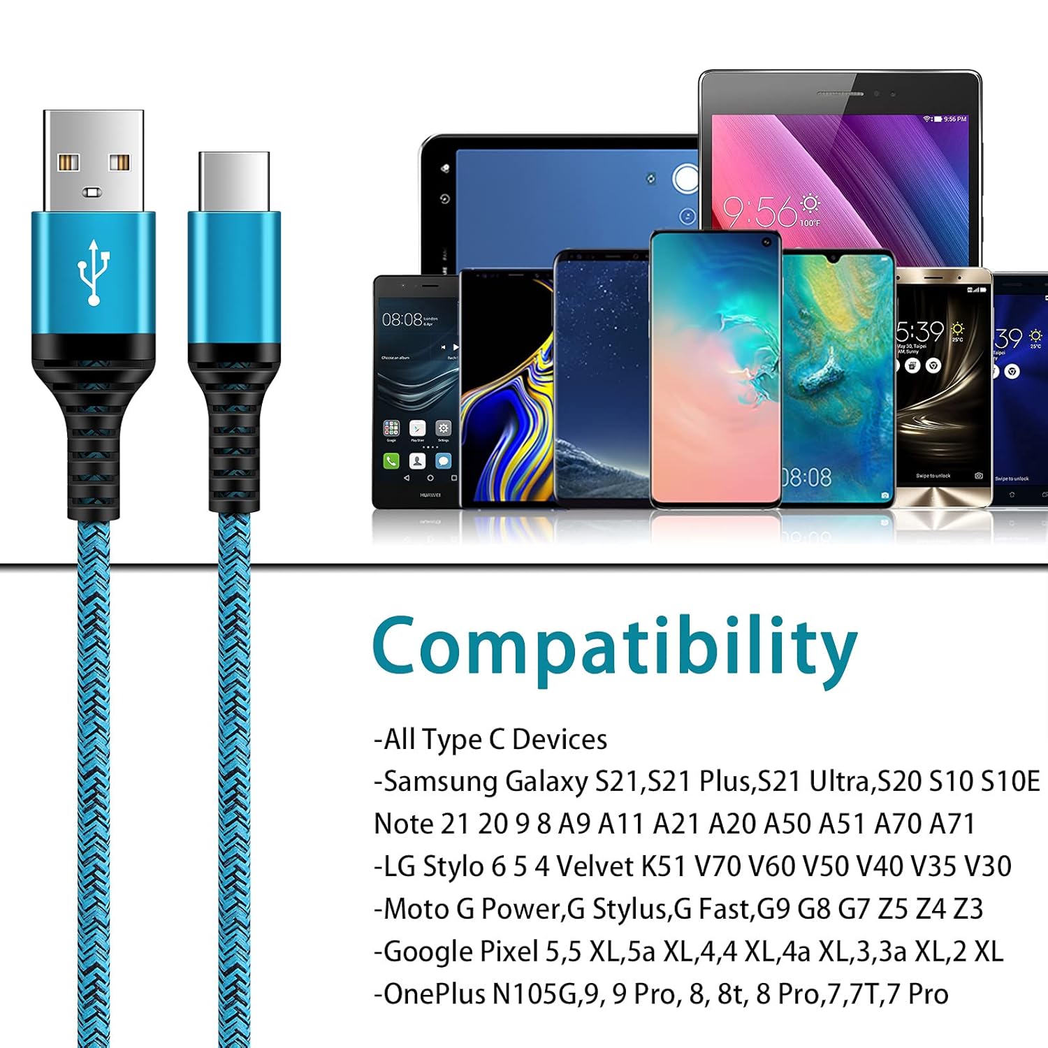 C Charger Cord Fast Charging USB Type C Cable Android Charger Cables 6FT 2Pack for Samsung Galaxy S26 S25 S24 S23 S22 S21 S20 Ultra S20+ Note 20 10 S10 S9 Plus A12 A11 A52 Google Pixel 6 5 4 4a 3a XL - Image 8