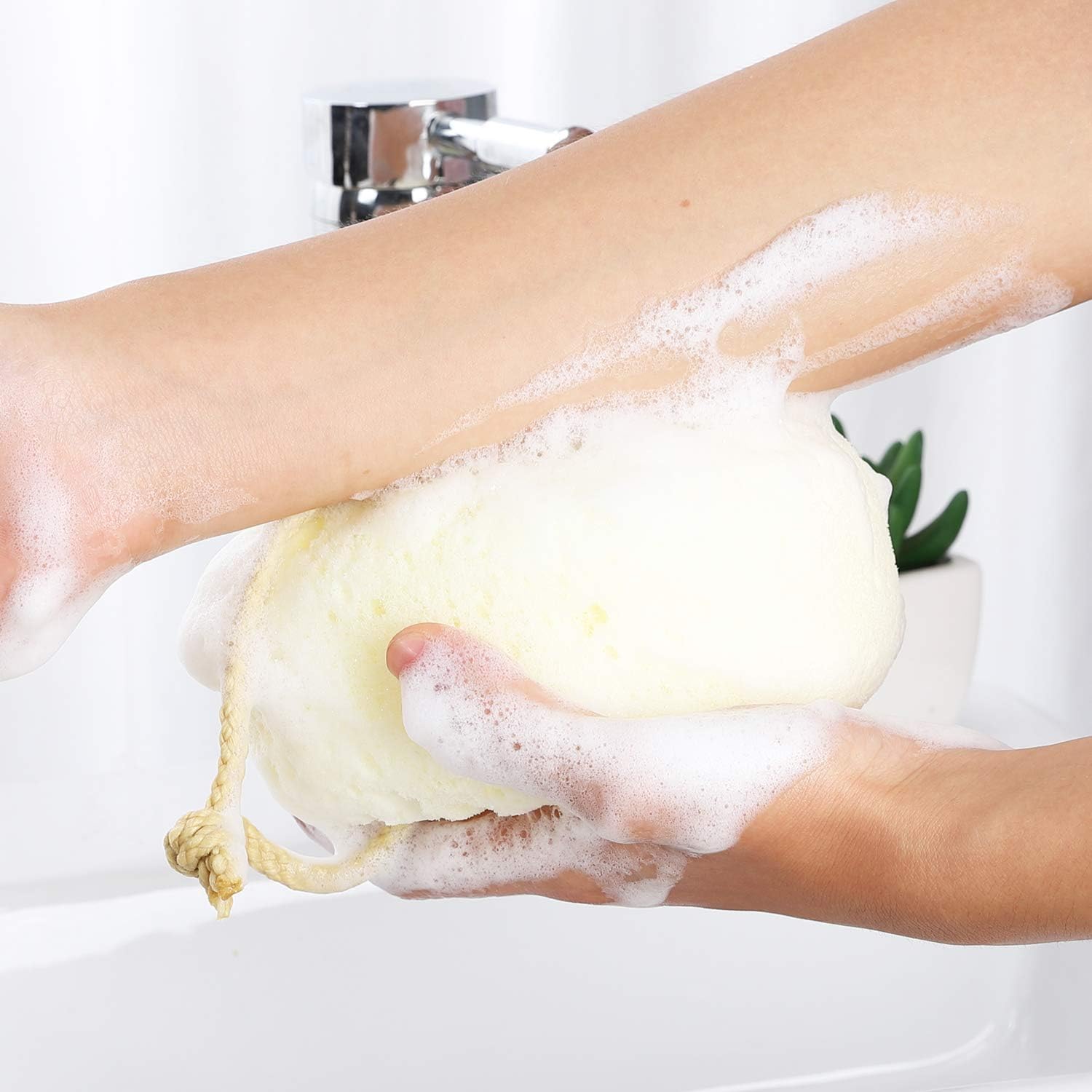 3 Pcs Bath Sponge for Women, Men, Teenager, Body Wash Sponges Loofah Body Scrubber, 3 Colors & Large Size Shower Pouf Cleaning Loofahs for Shower Exfoliating - Image 5