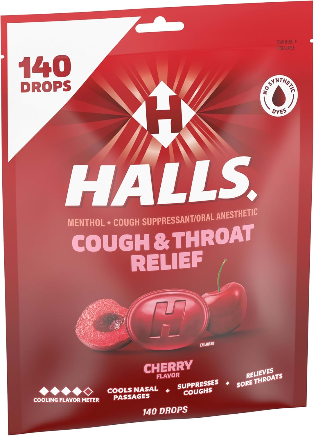 Halls Cough and Throat Relief Cherry Cough Drops, Bulk Pack, 140 Drops - Image 12