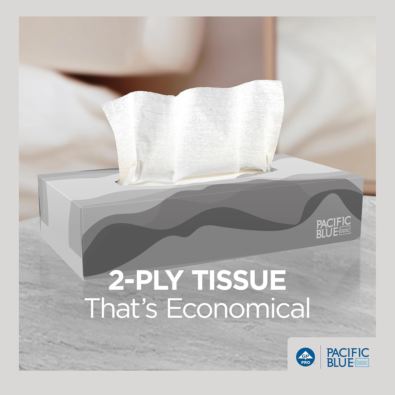 Georgia-Pacific Pacific Blue Basic 2-Ply Facial Tissue (47410), 100 Sheets Per Box, 30 Flat Boxes Per Bulk Case - Image 8
