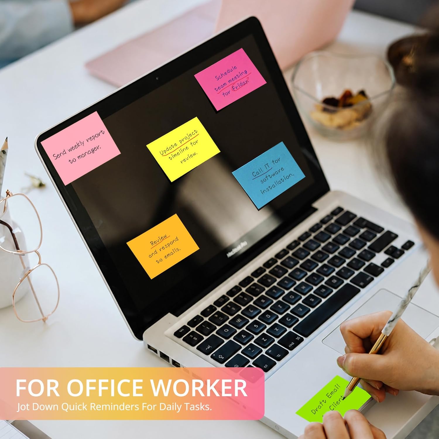 Sticky Notes 1.5"x2", 96 Pad Mini Sticky Pads for Quick Reminders and Color Coding, Perfect for Office, School and Home Organization - Bright - Image 5