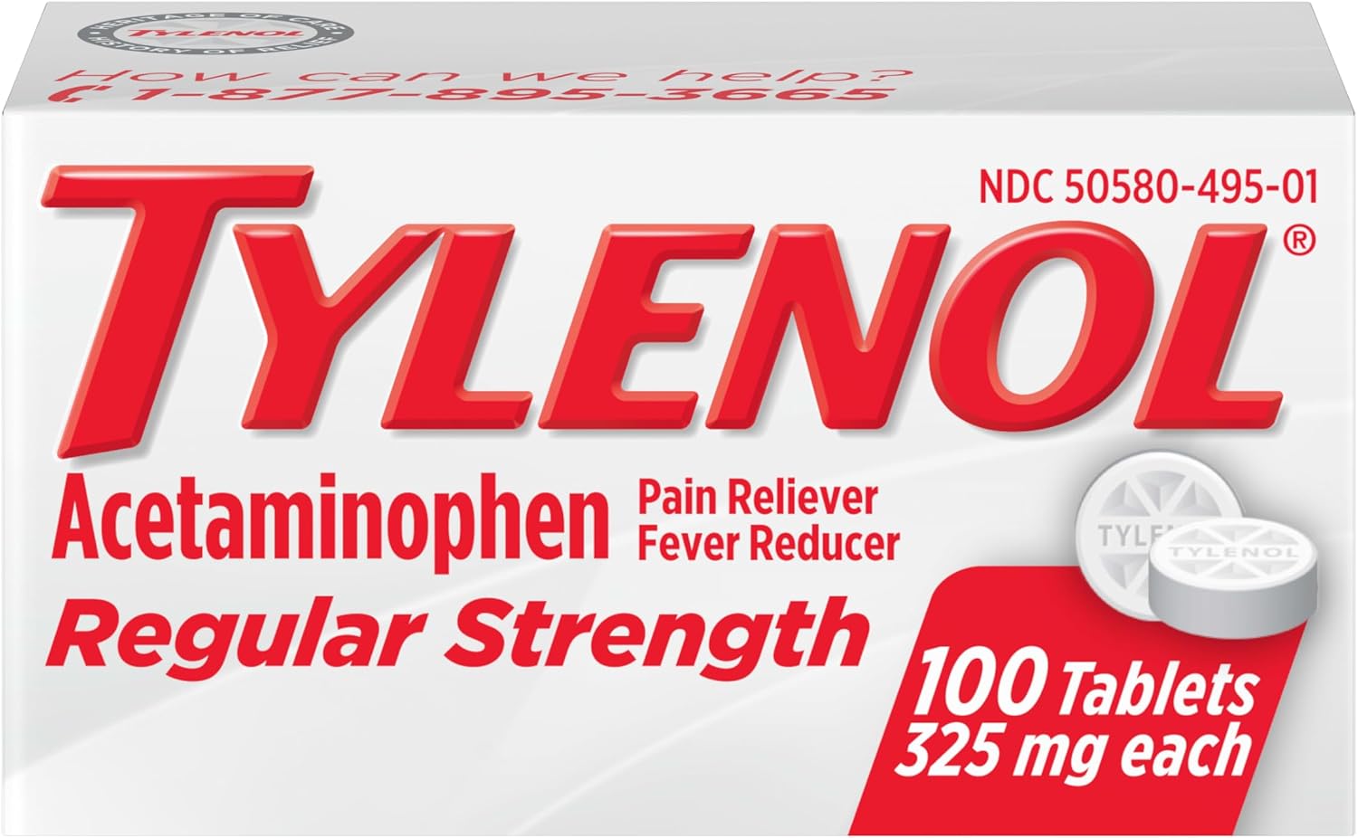 Tylenol Regular Strength Tablets with 325 mg of Acetaminophen, Fever Reducer & Pain Reliever for Headache, Backache, Muscle Aches, Joint Pain & Menstrual Cramps, 100 ct - Image 2