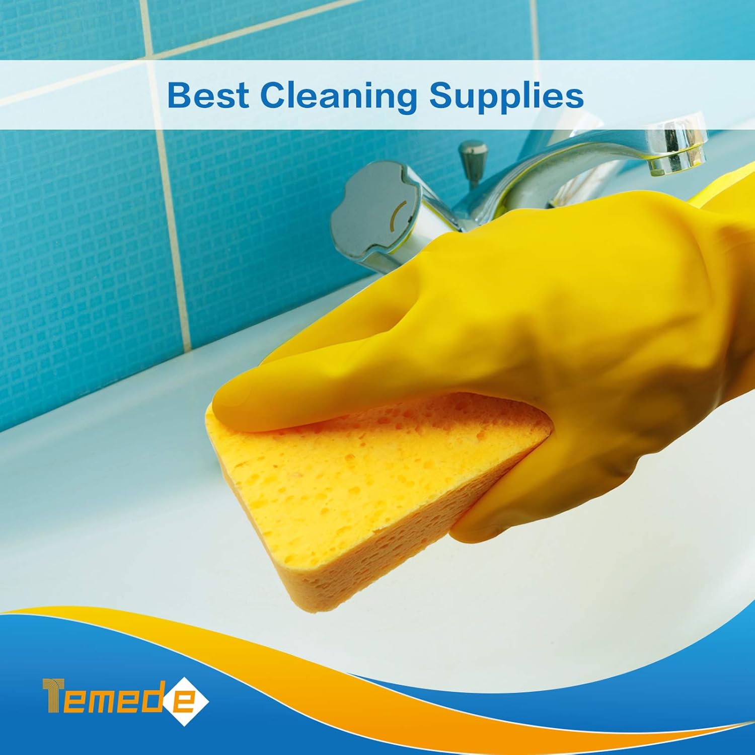 Temede Large Cellulose Sponges, Kitchen Sponges for Dish, Thick Heavy Duty Scrub Sponges, Non-Scratch Scrubber for Household, Cookware, Bathroom, Compressed Packaging (5 Pack) - Image 8