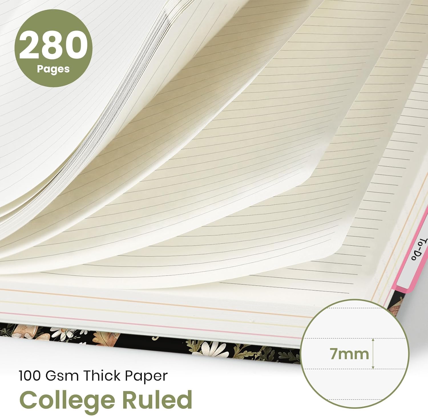 Large Spiral Notebook with Dividers & Tabs, 8.5" x 11" Hardcover 5 Subject Notebook for Work, 280 Pages, College Ruled, Cute Journal for Women, Perfect for Study & Office Note Taking, Mushroom - Image 2