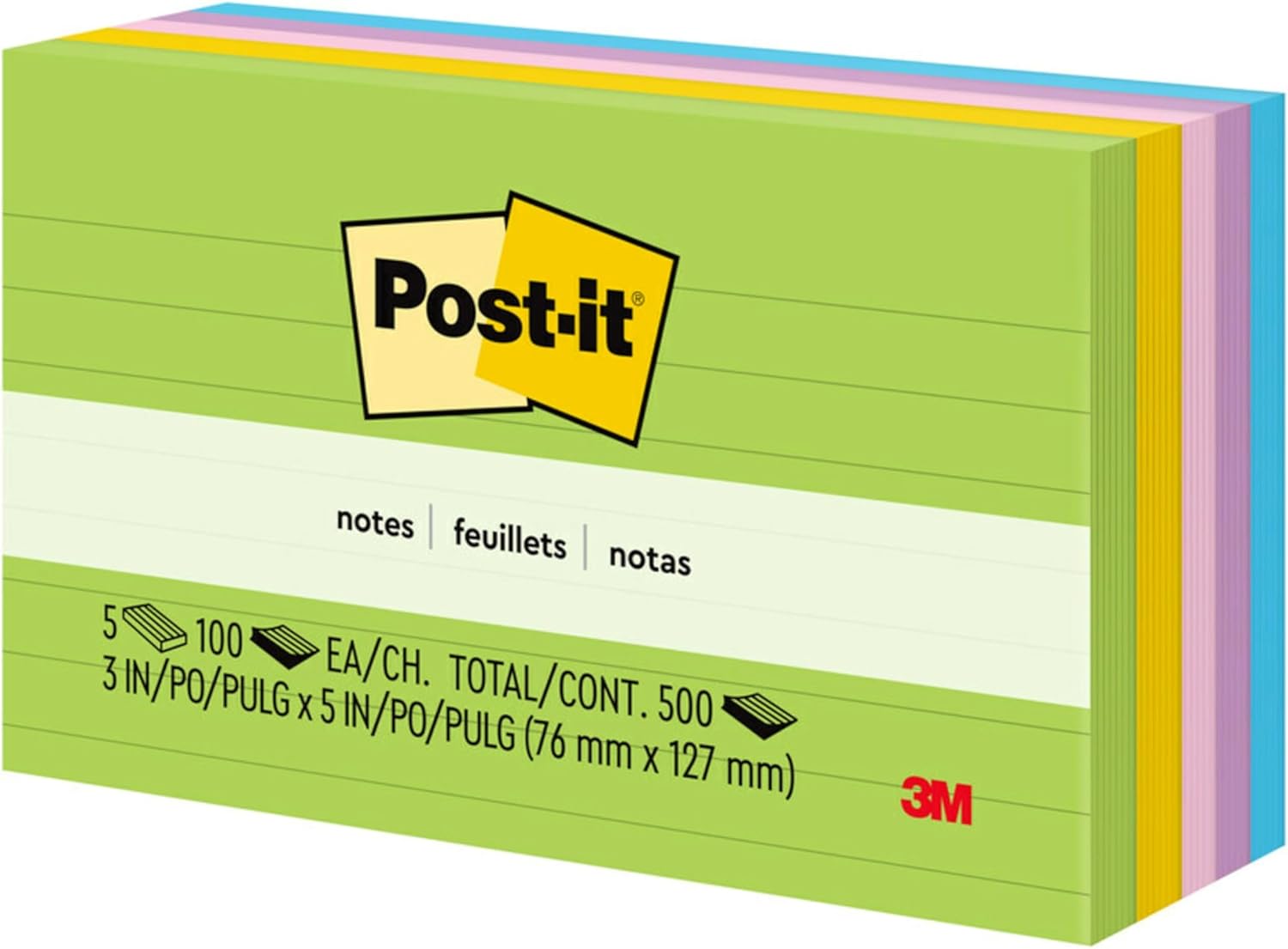 Post-it Notes, 3 in x 5 in, 5 Lined Sticky Notes Pads, 100 Sheets per Pad, Floral Fantasy Collection, School Supplies and Office Products - Image 7