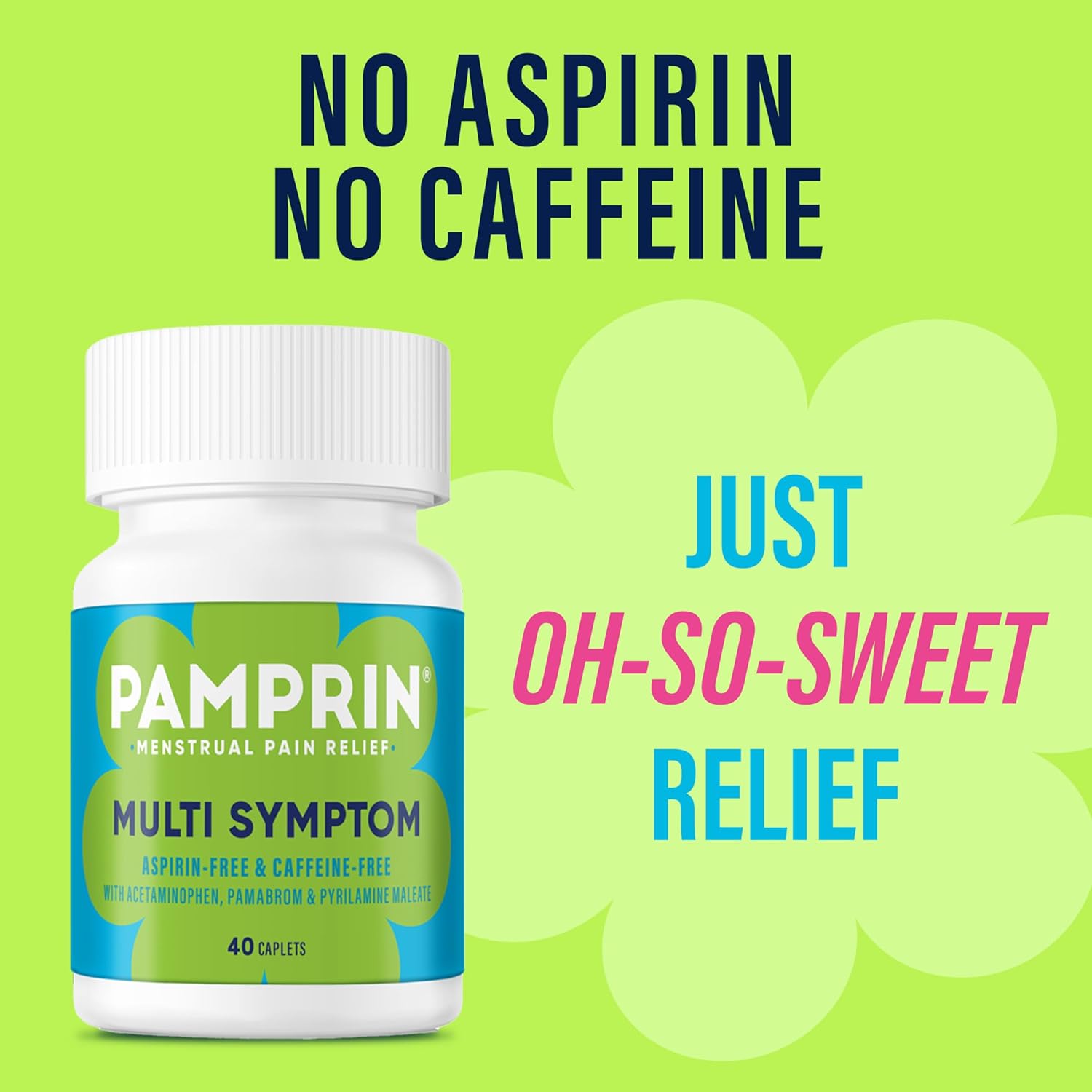 Pamprin Multi-Symptom Formula, with Acetaminophen, Menstrual Period Symptoms Relief including Cramps, Pain, Bloating, and Irritability 40 Caplets - Image 6