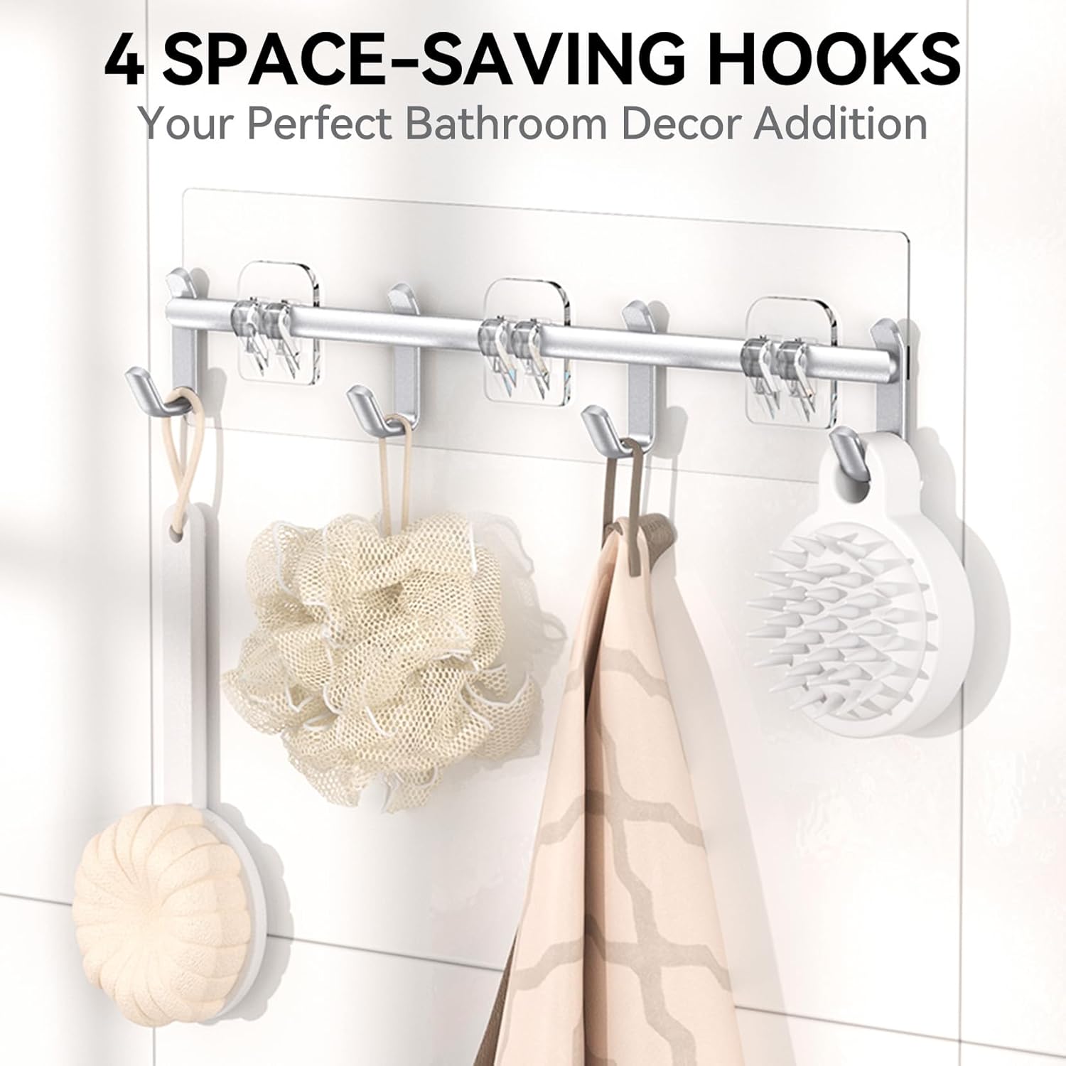 YASONIC Shower Caddy Adhesive, Rustproof Shower Organizer with Soap Holder, Large Capacity Shower Shelves for Inside Shower, No Drilling Bathroom Organizers and Storage for Home Decor(6 Pack Silver) - Image 5