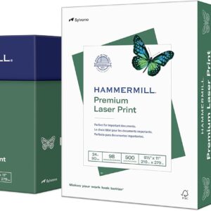 Hammermill Printer Paper, Premium Laser Print 24 lb, 8.5 x 11-5 Ream (2,500 Sheets) – 98 Bright, Made in the USA, 104640C