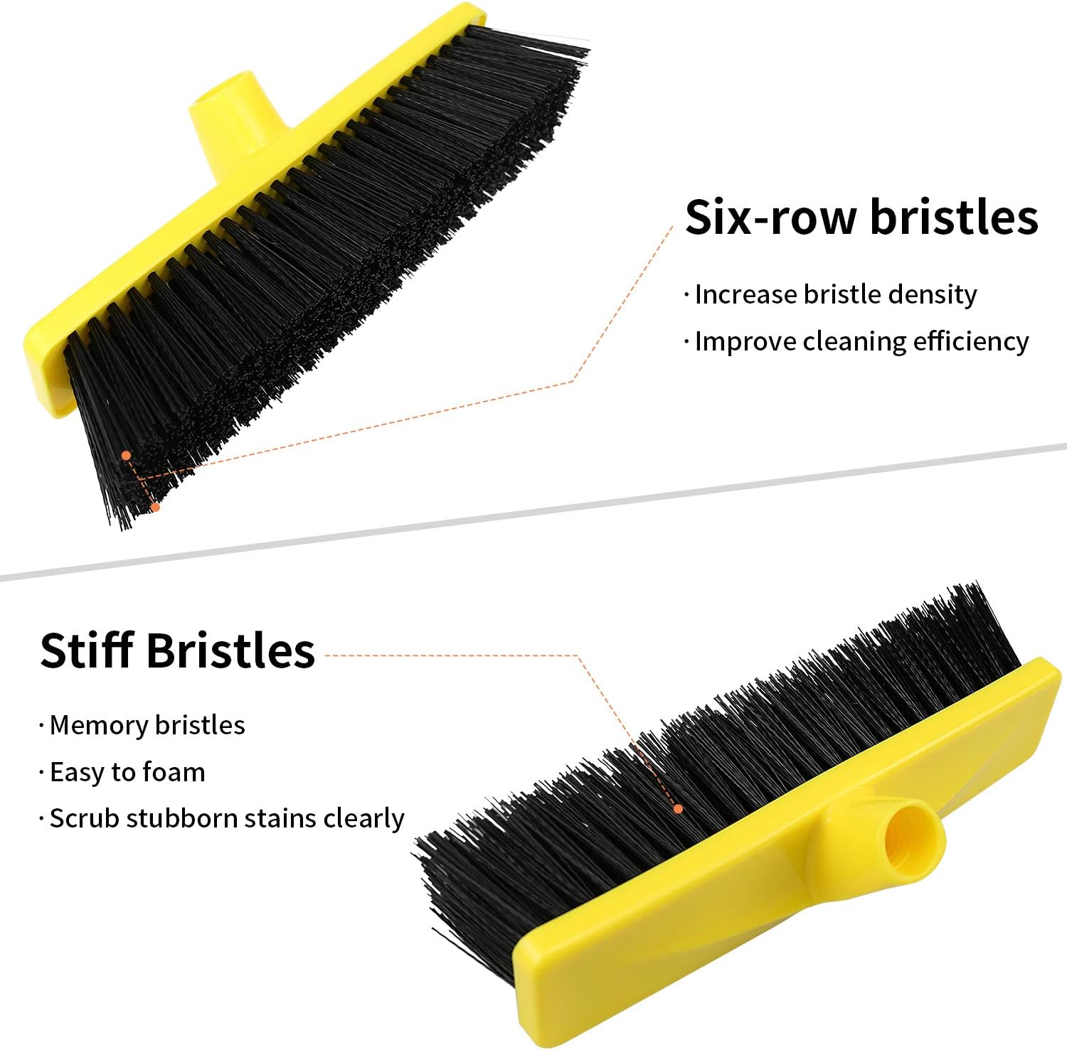 Push Broom Outdoor Indoor Broom 12" Wide,50" Long Handle with Stiff Bristles for Cleaning Scrubbing Deck Driveway Yard Patio Wood Stone Tile Floor - Image 8