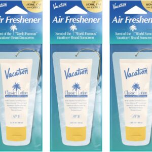 Vacation Car Air Freshener, Pack of 3 – Hanging Air Freshener for Car, Home and Office, Vacation by Vacation Sunscreen Signature Scent, Long-Lasting Deodorizer