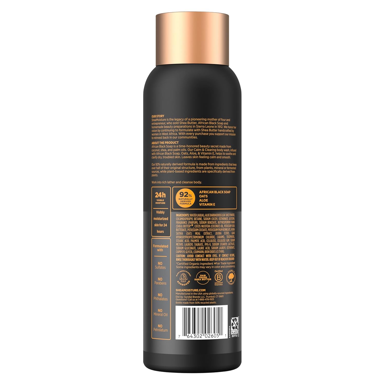 SheaMoisture African Black Soap Body Wash Calm and clearing body wash for 24H Visible Moisture for Healthy, Glowing 18 Oz - Image 3